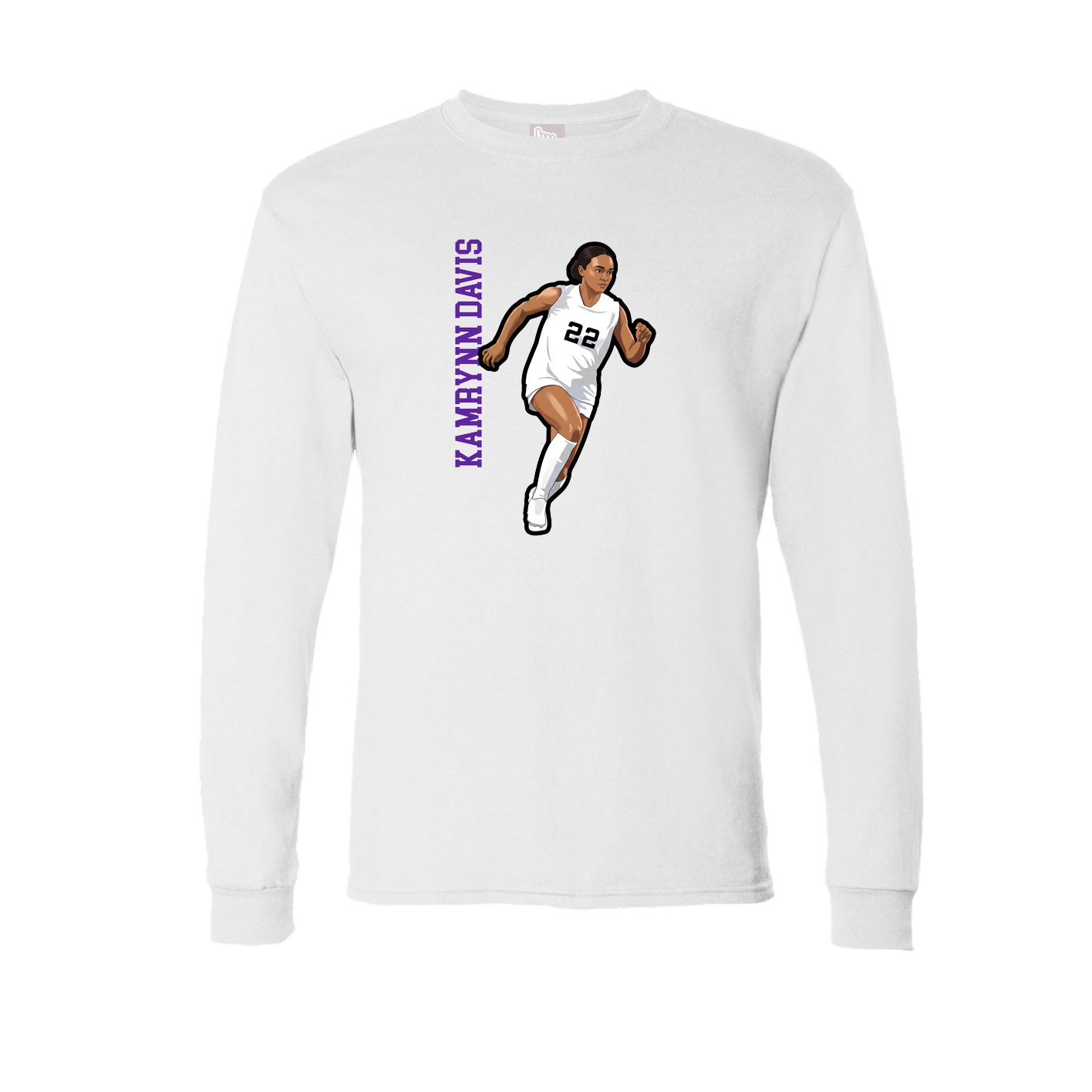 Long Sleeve Tee — Name Vertical in White