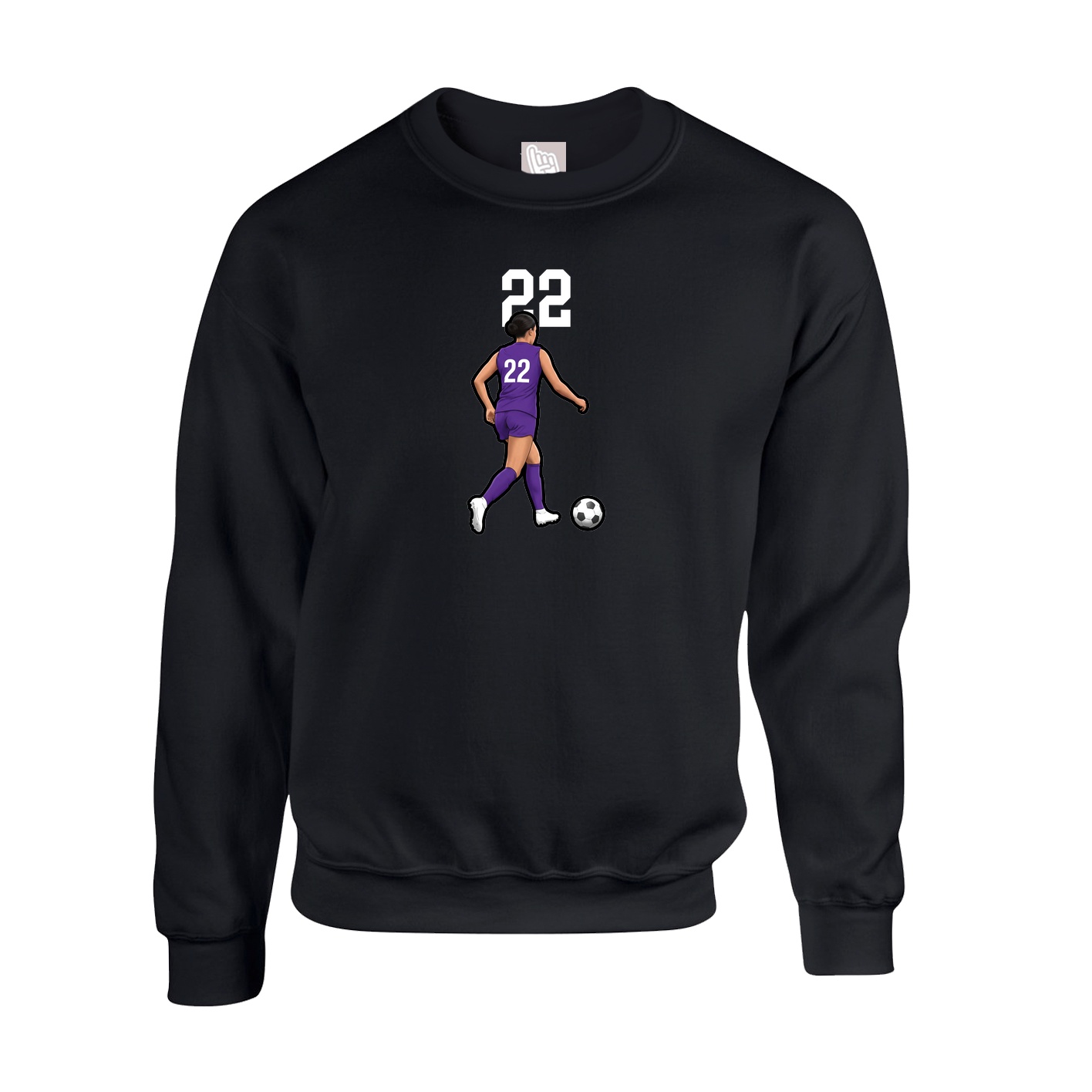 Fleece Crew — Number Top in Black