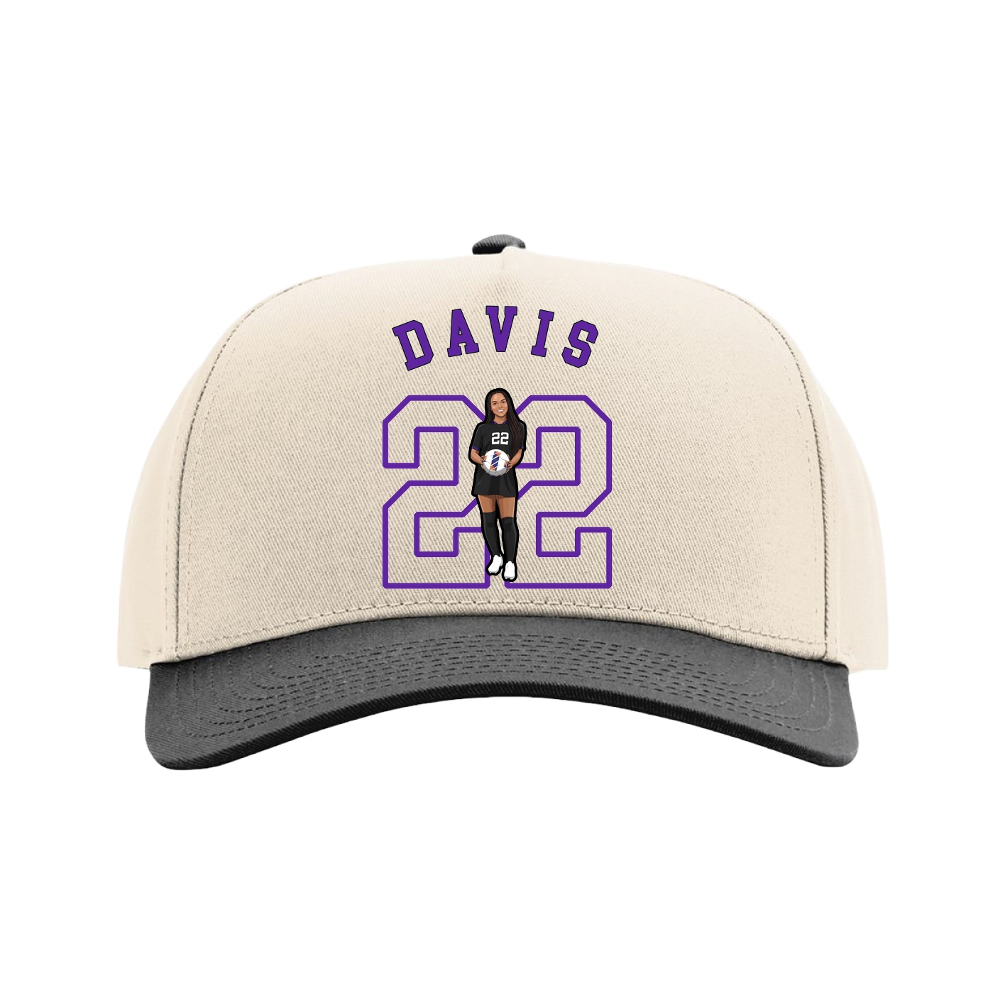 Full Fabric Five-Panel Champ Cap — Shirsey Arch in Cream/Black