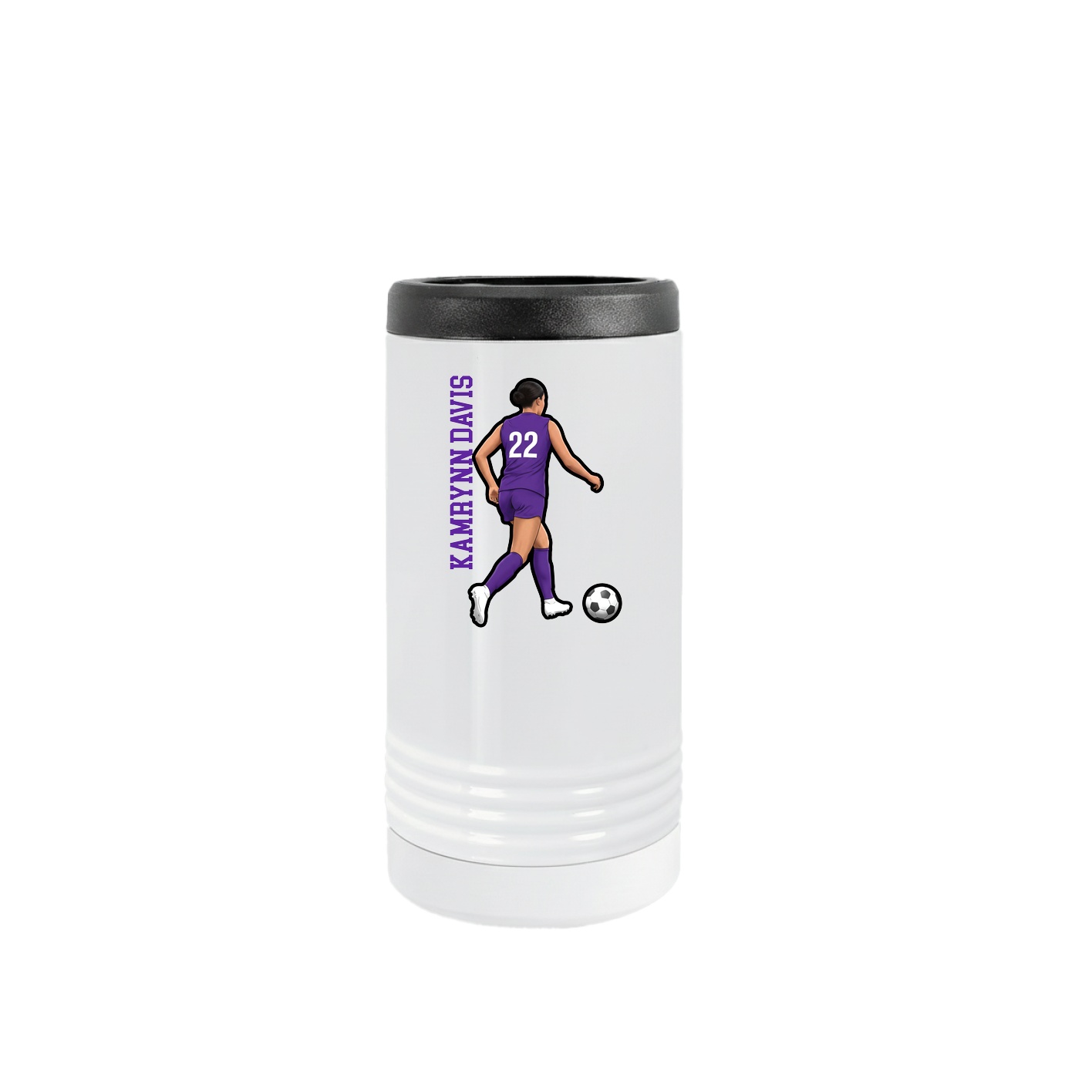 Slim Beverage Holder — Name Vertical in White