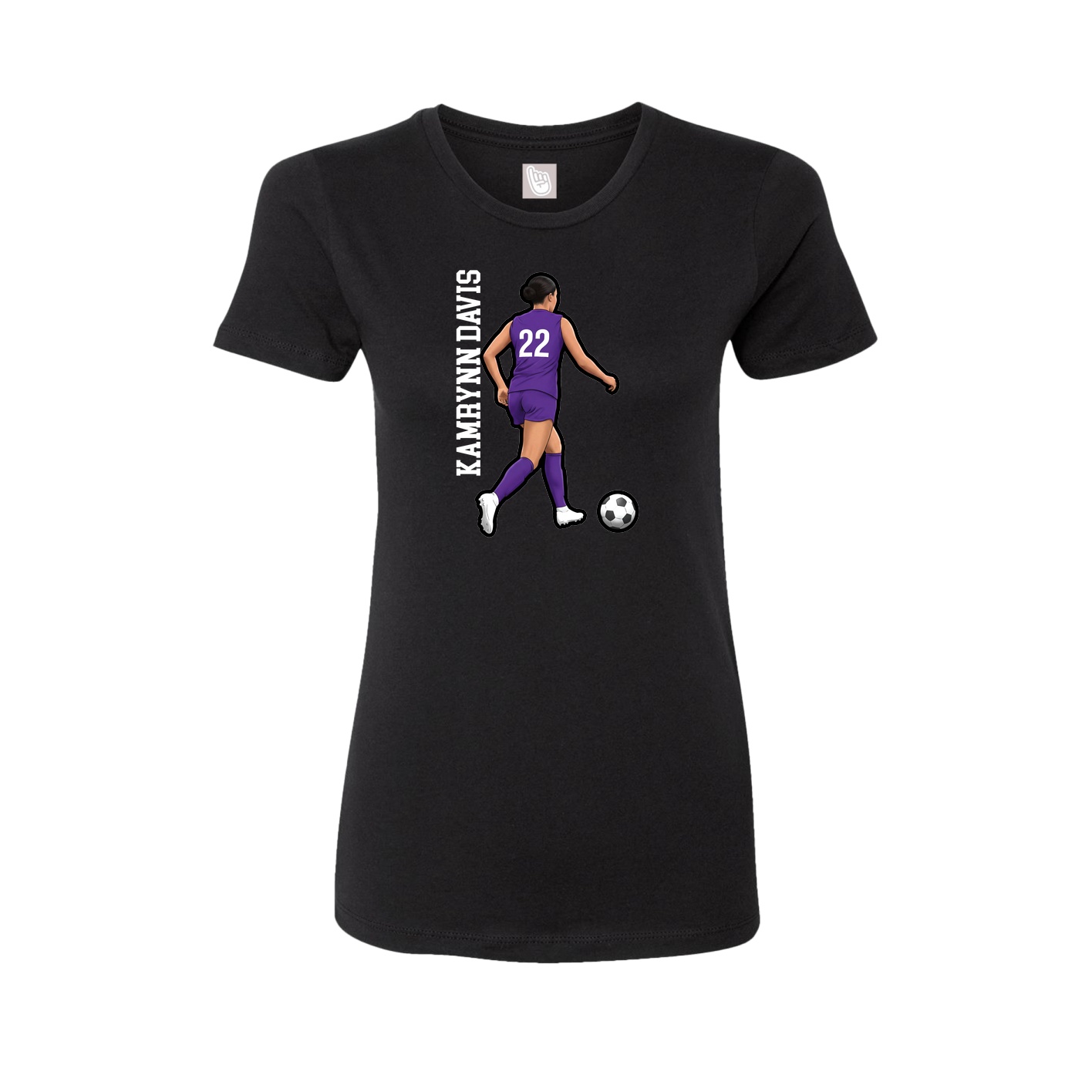 Womens Tee — Name Vertical in Black