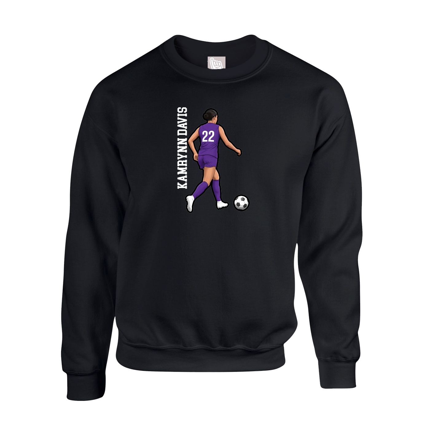 Fleece Crew — Name Vertical in Black