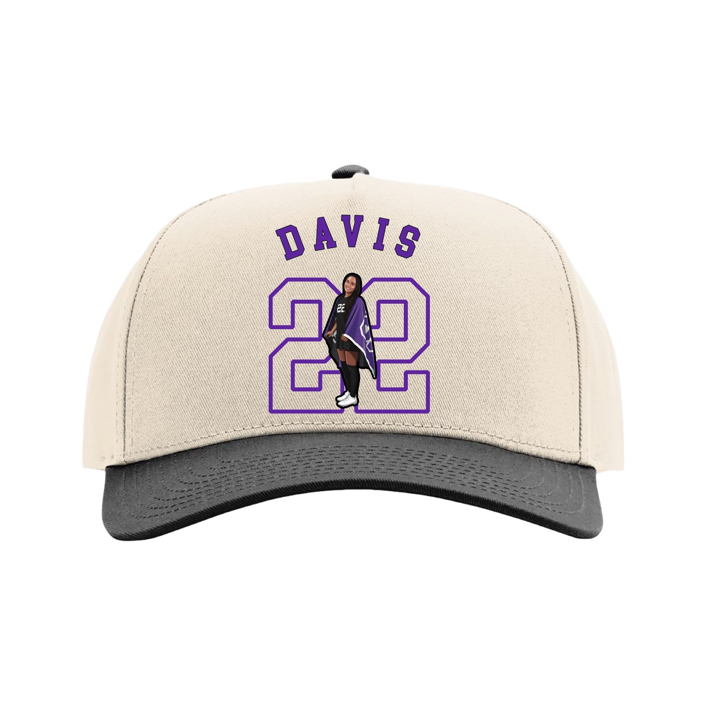 Full Fabric Five-Panel Champ Cap — Shirsey Arch in Cream/Black