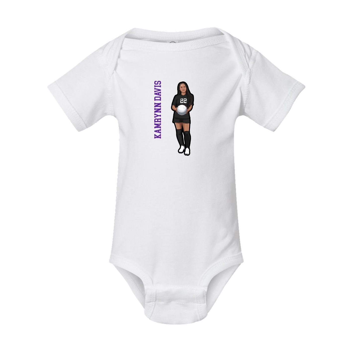 Baby Onesie — Name Vertical in White