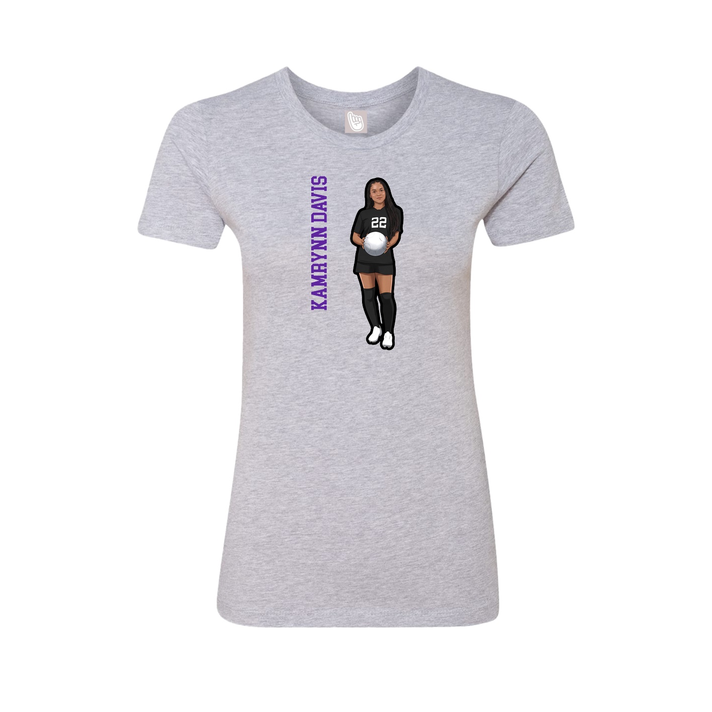 Womens Tee — Name Vertical in Grey