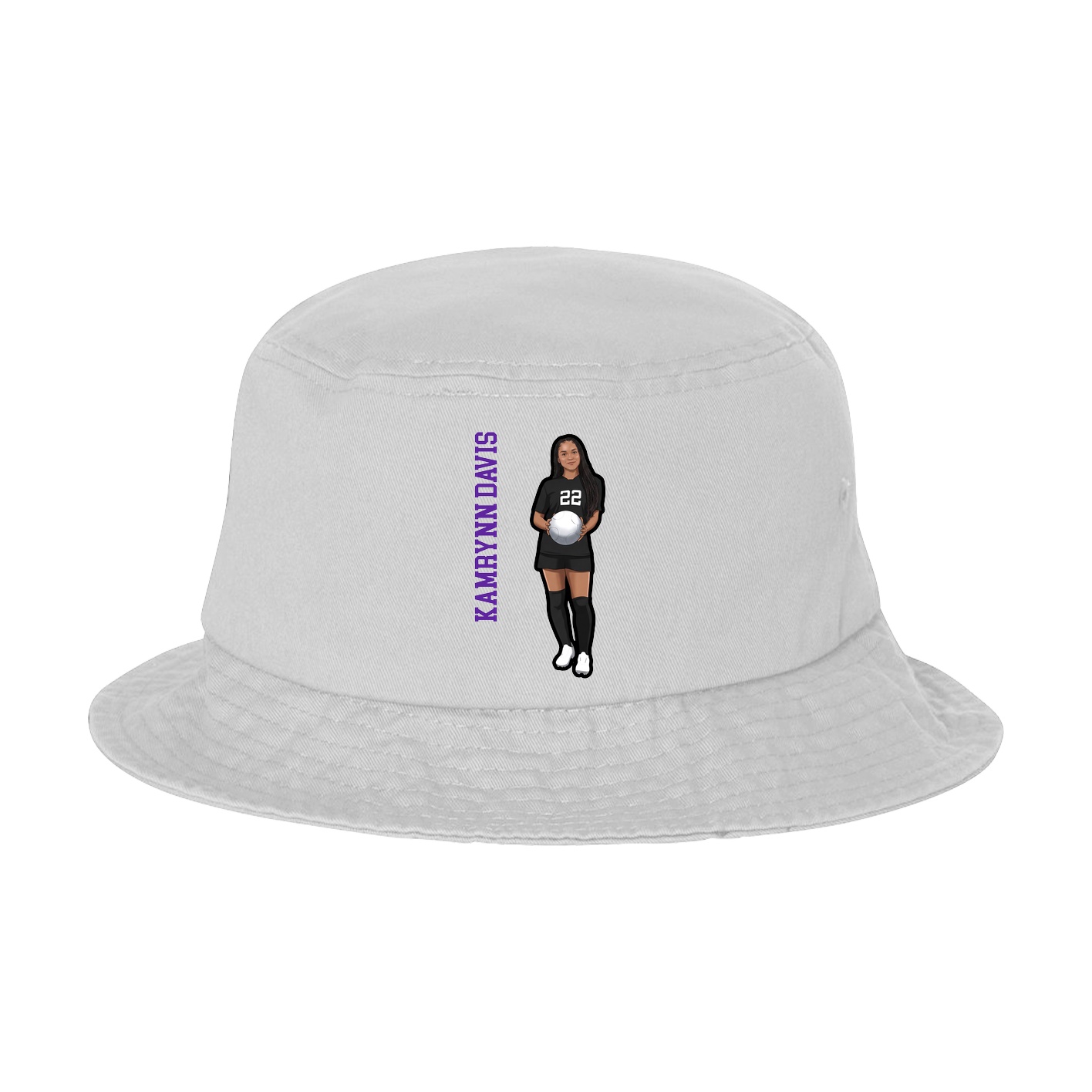 Bucket Cap — Name Vertical in White