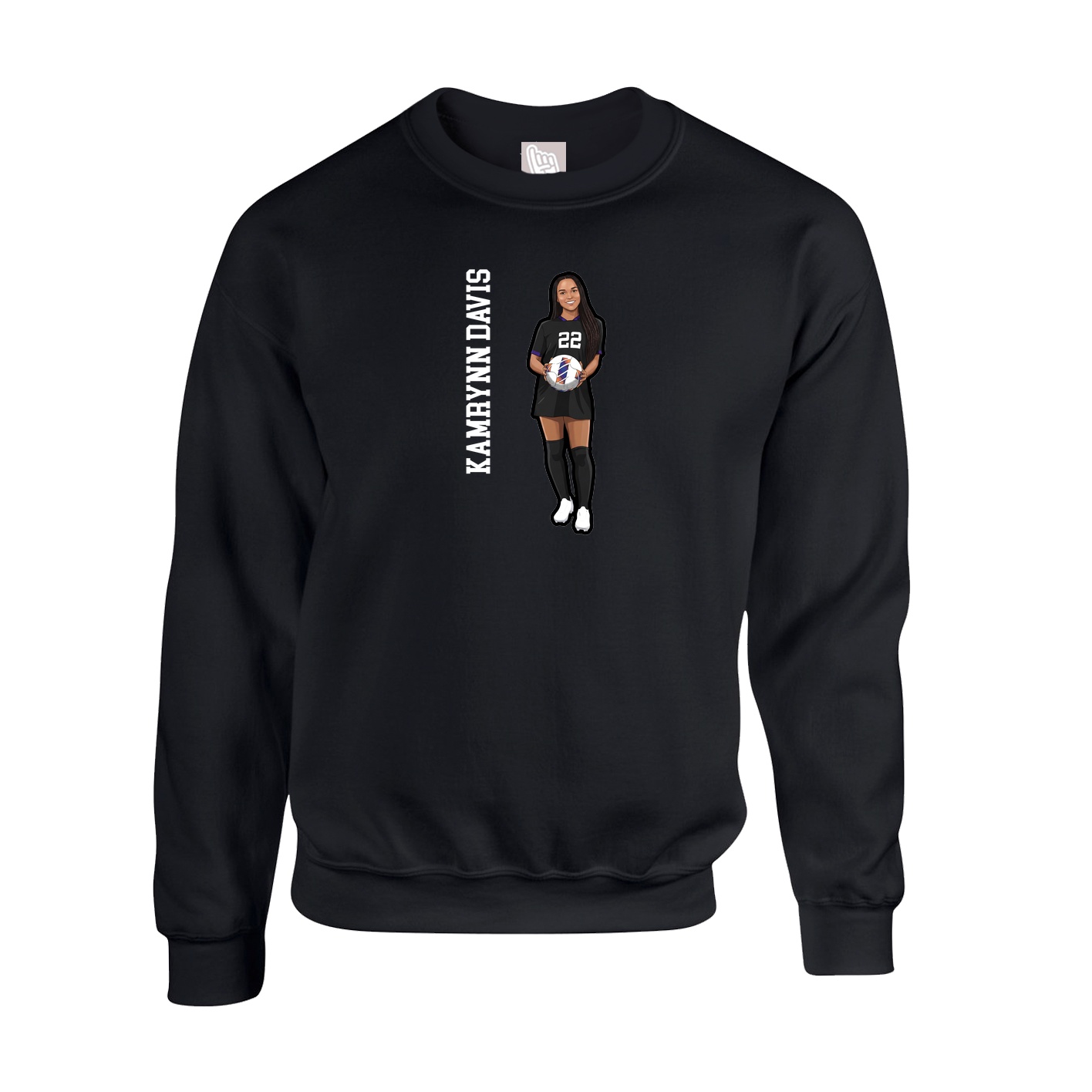 Fleece Crew — Name Vertical in Black