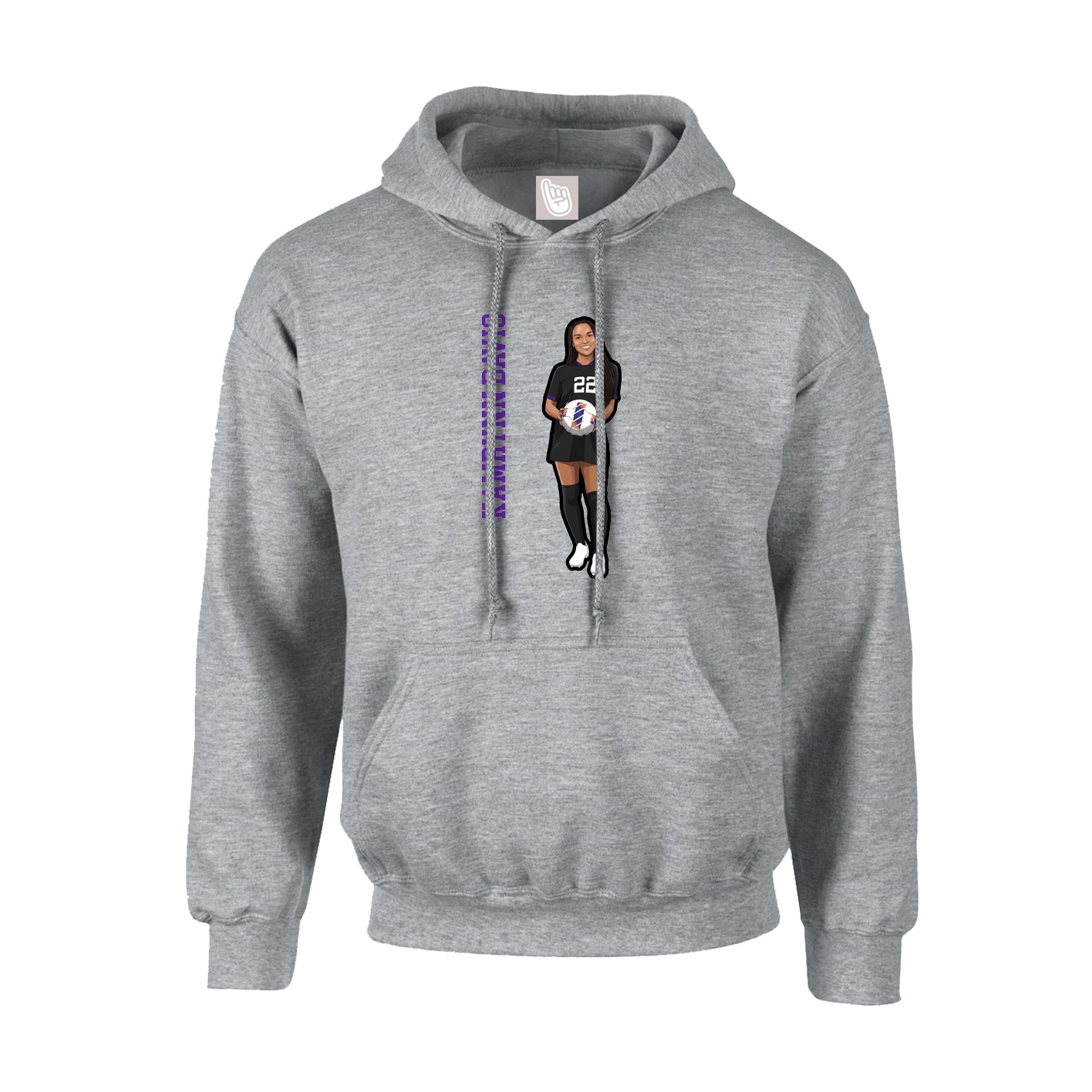 Youth Hoodie — Name Vertical in Grey