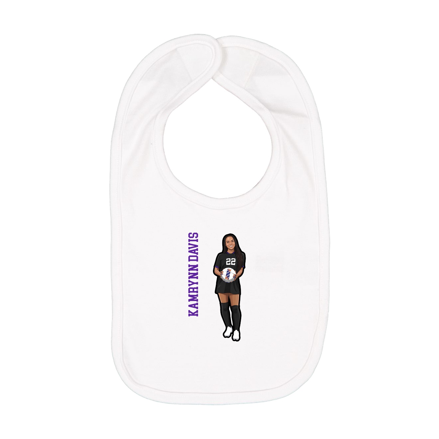 Infant Bib — Name Vertical in White