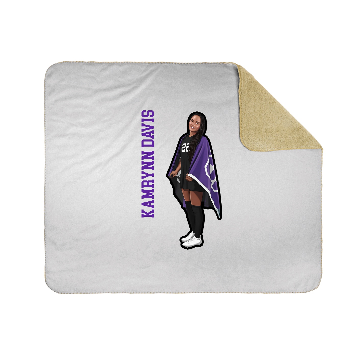 Throw Blanket — Name Vertical in White