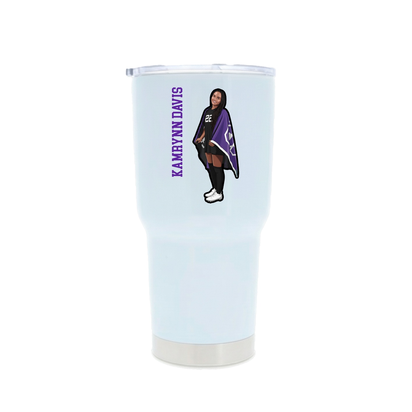 30oz Stainless Steel Tumbler — Name Vertical in White