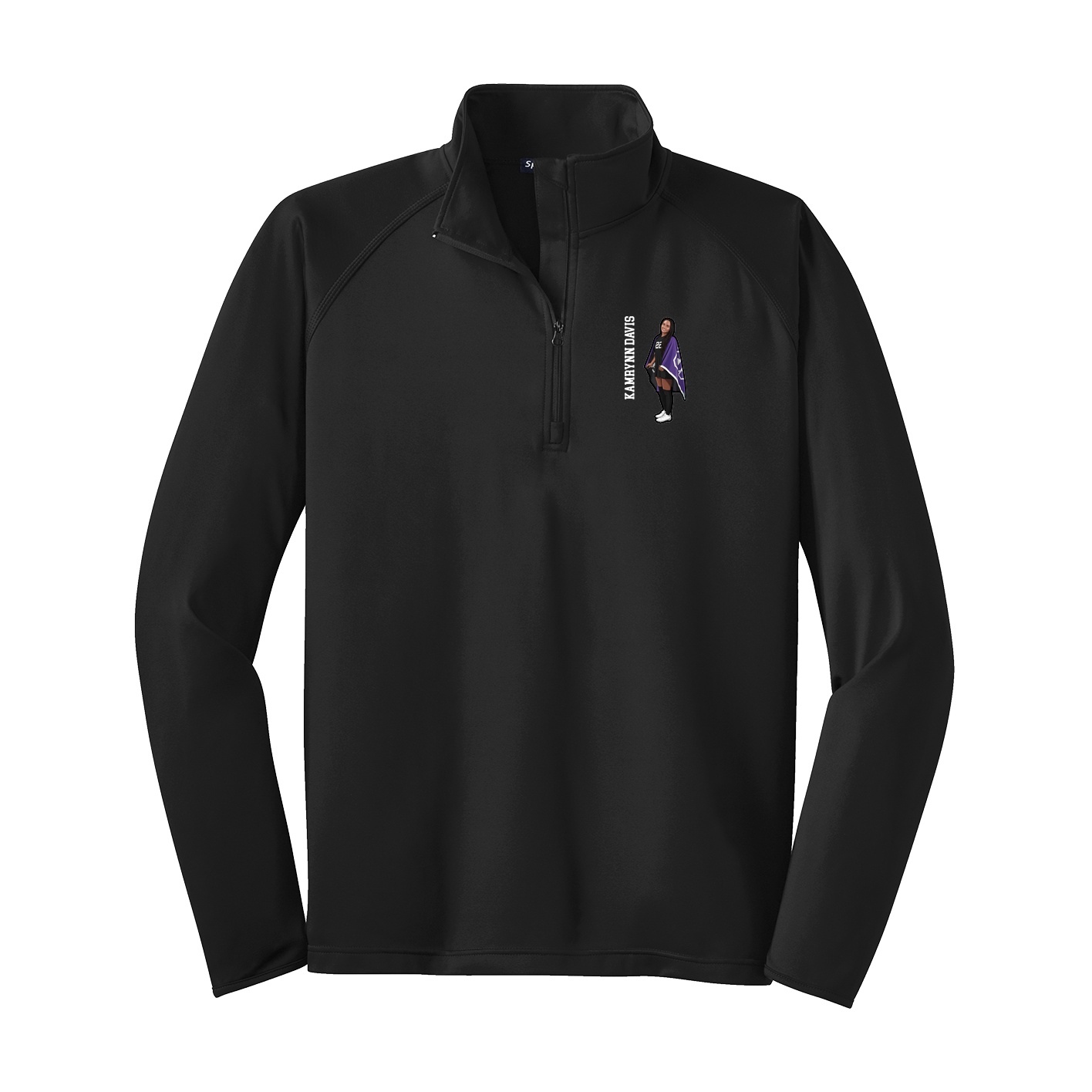 Q-Zip Pullover — Name Vertical in Black