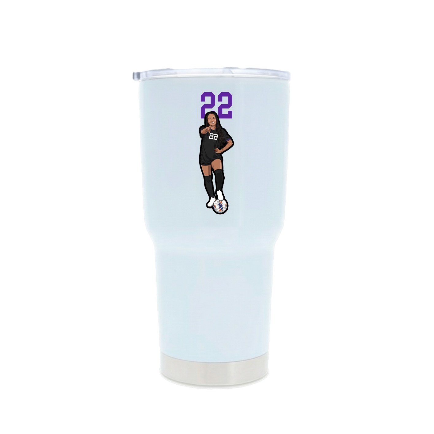 30oz Stainless Steel Tumbler — Number Top in White
