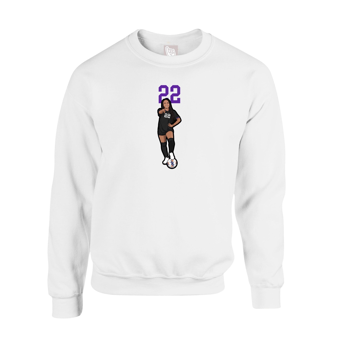 Fleece Crew — Number Top in White