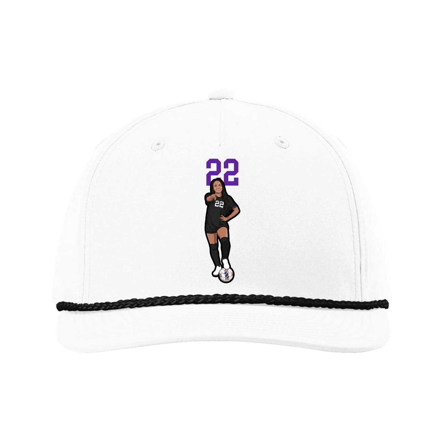 Five-Panel Classic Rope Cap — Number Top in White
