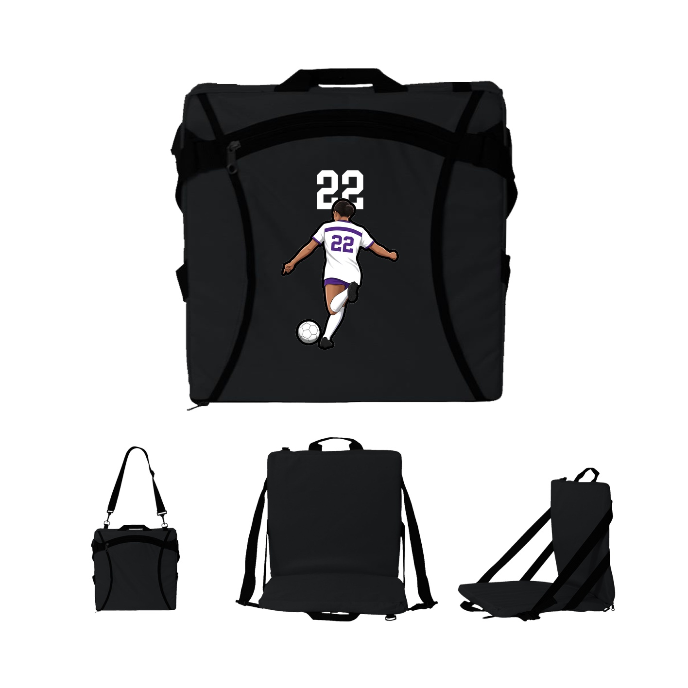 Folding Stadium Seat — Number Top in Black
