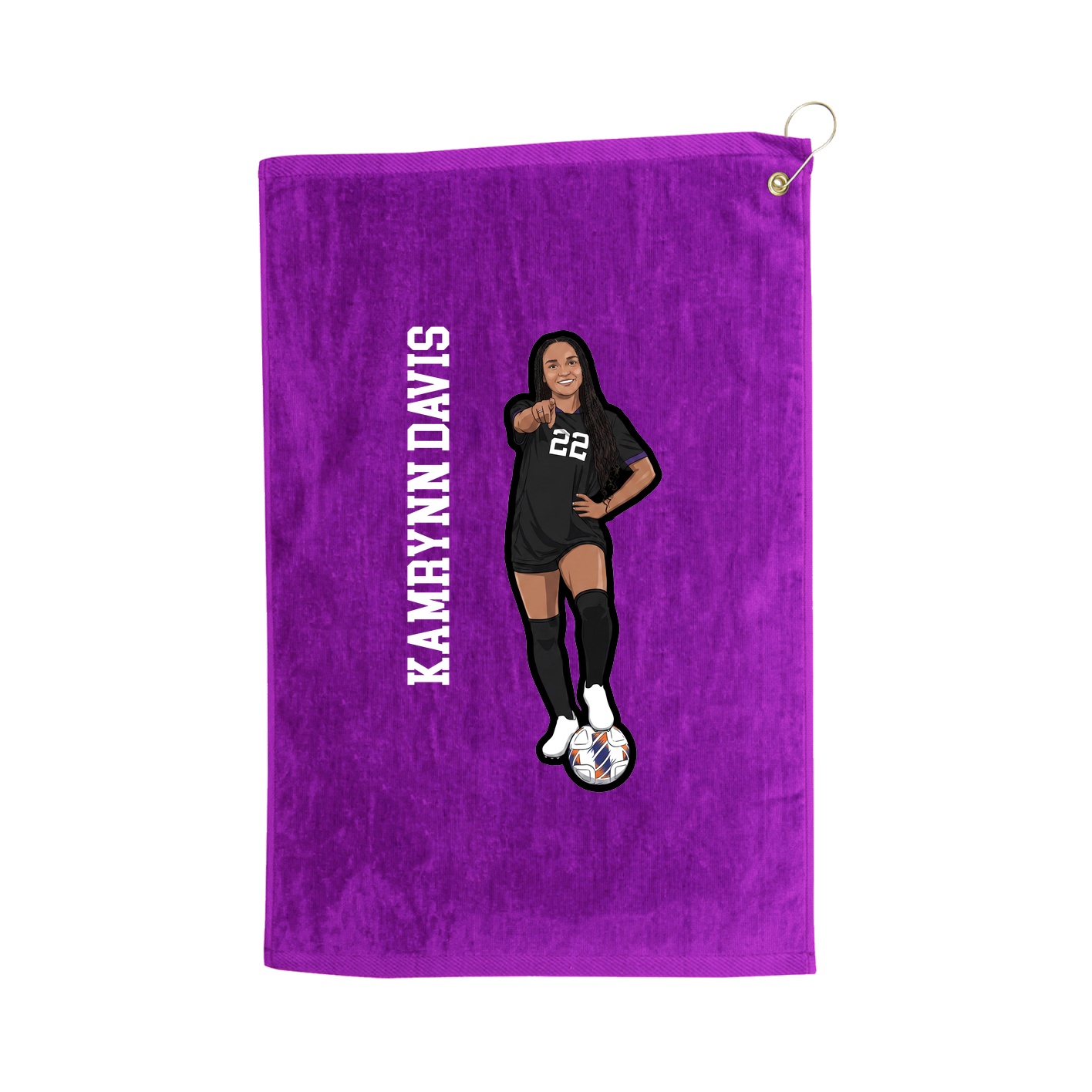 Golf Towel — Name Vertical in Purple
