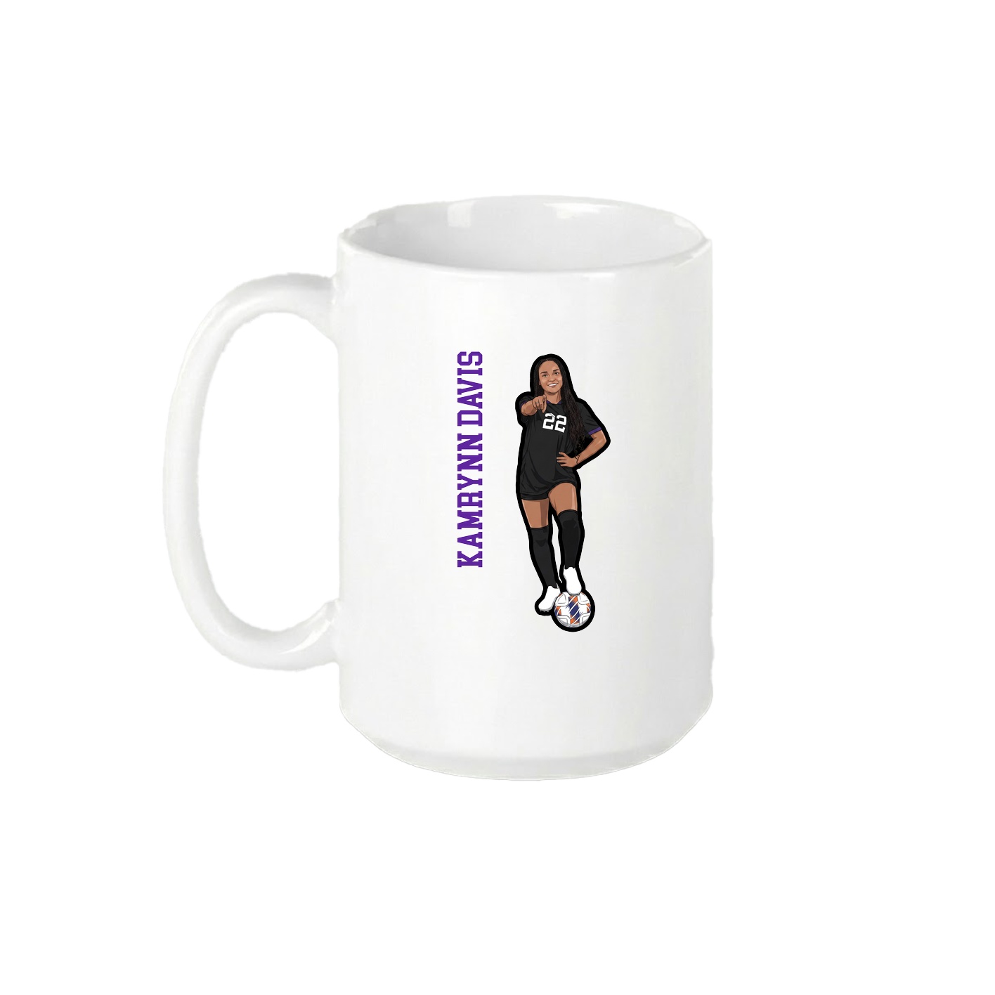 15oz Coffee Mug — Name Vertical in White