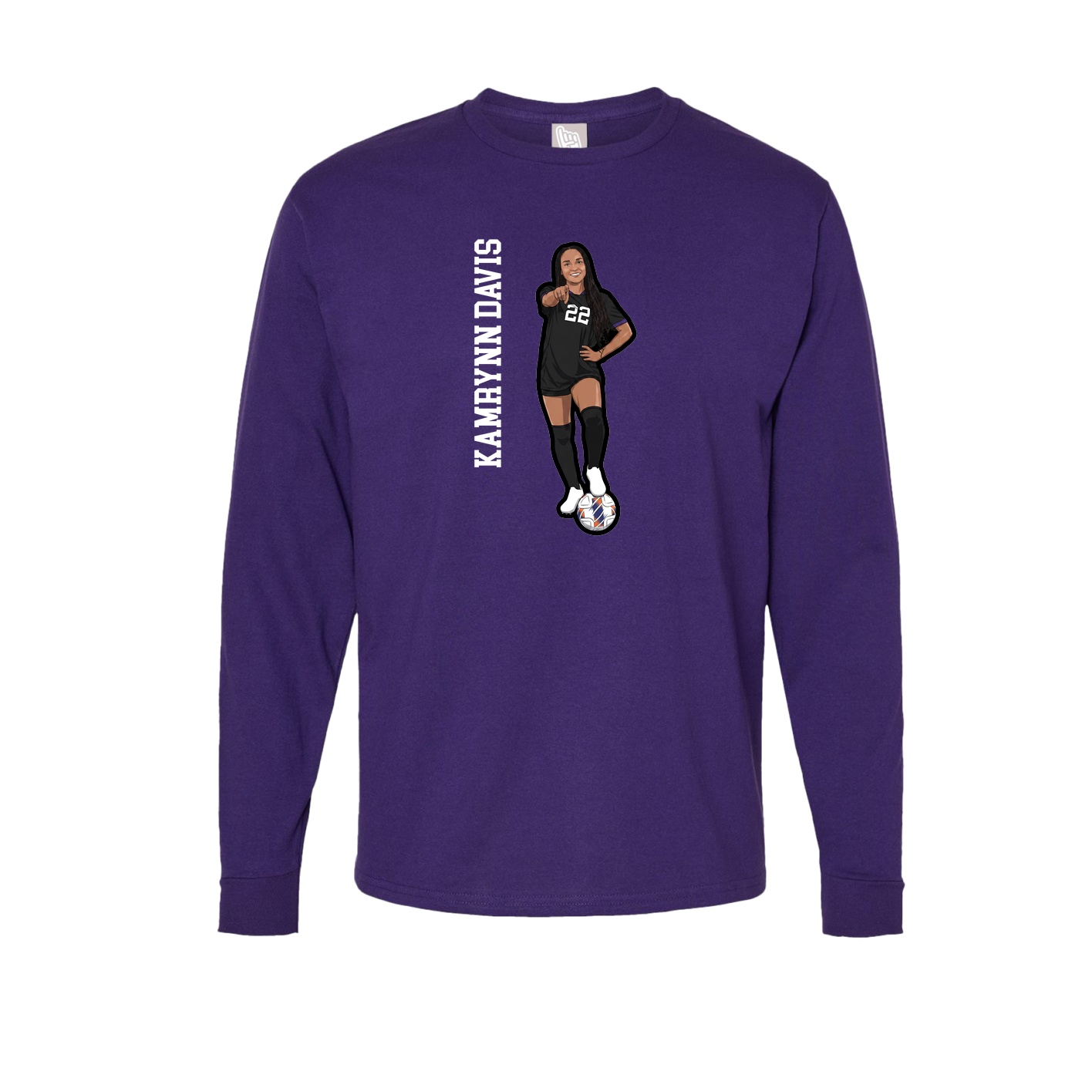 Long Sleeve Tee — Name Vertical in Purple