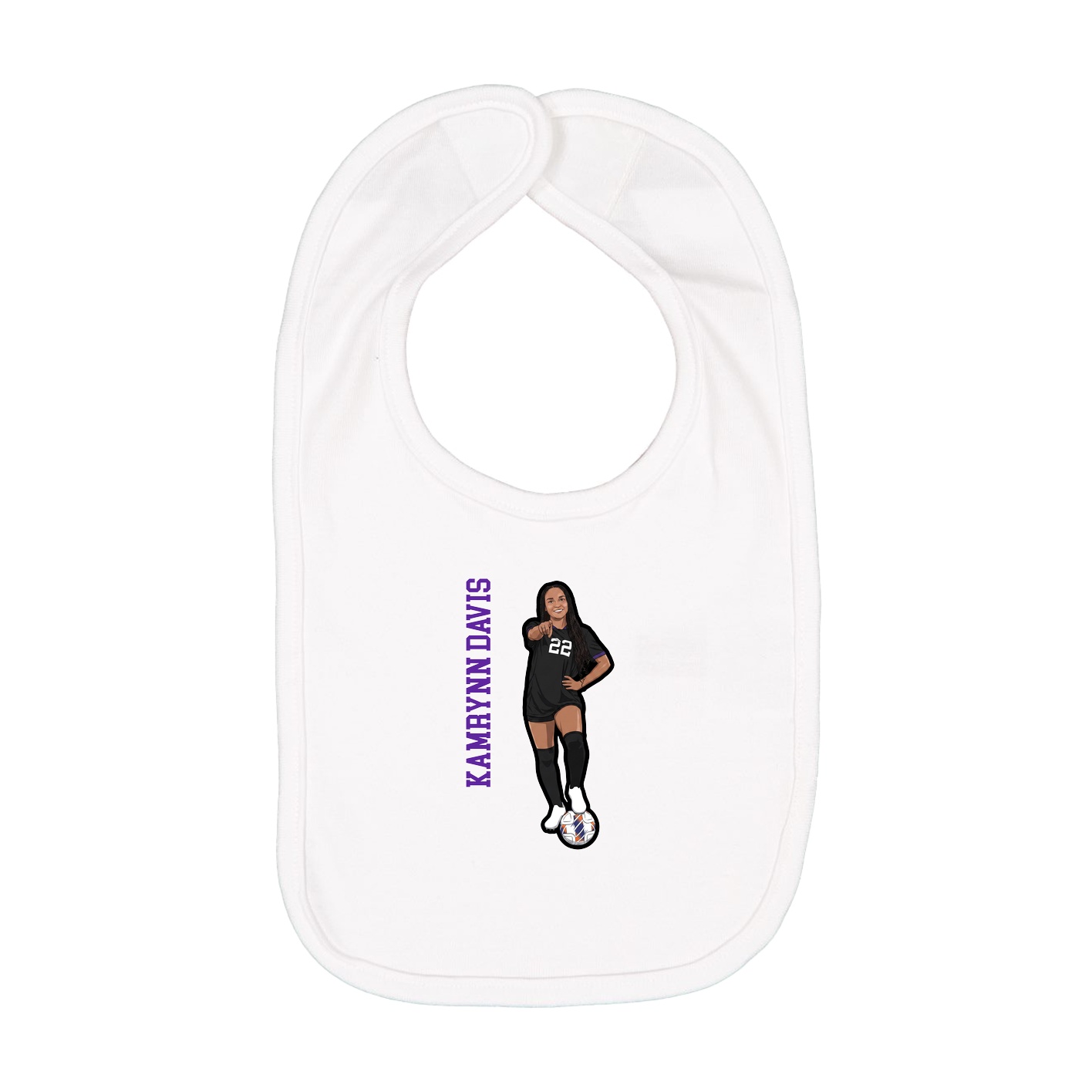 Infant Bib — Name Vertical in White
