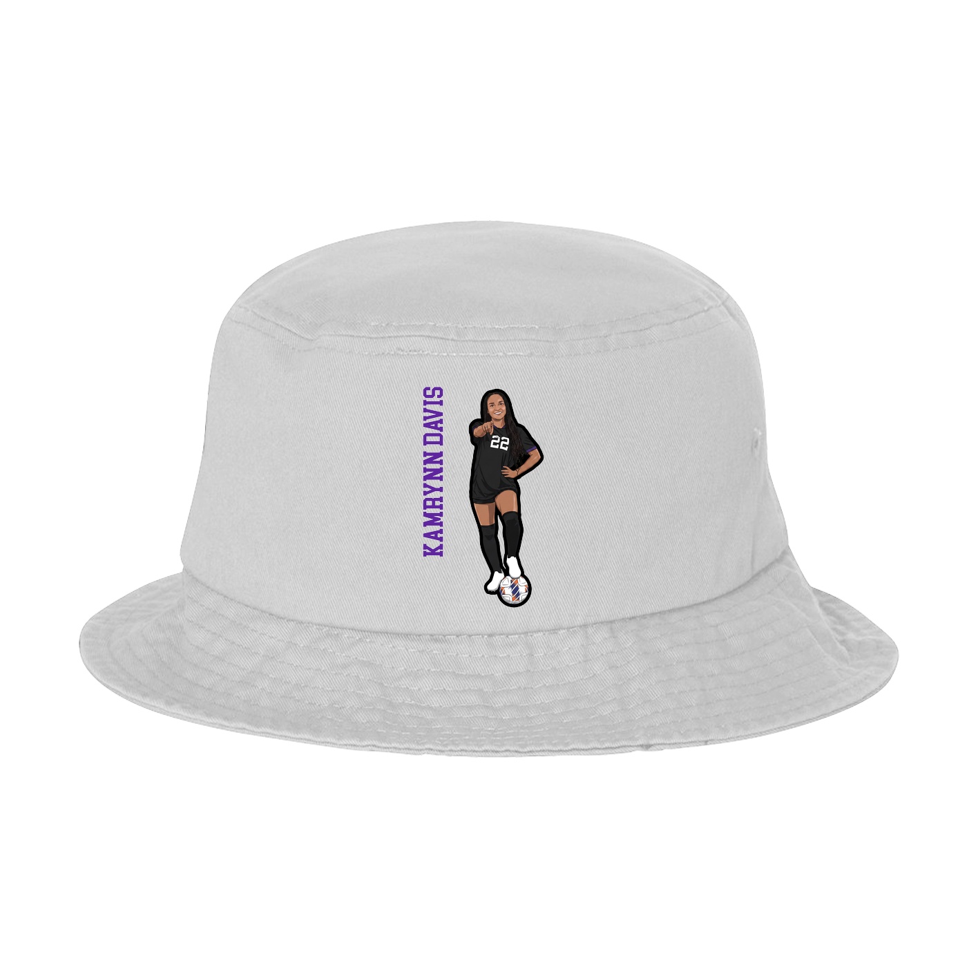 Bucket Cap — Name Vertical in White