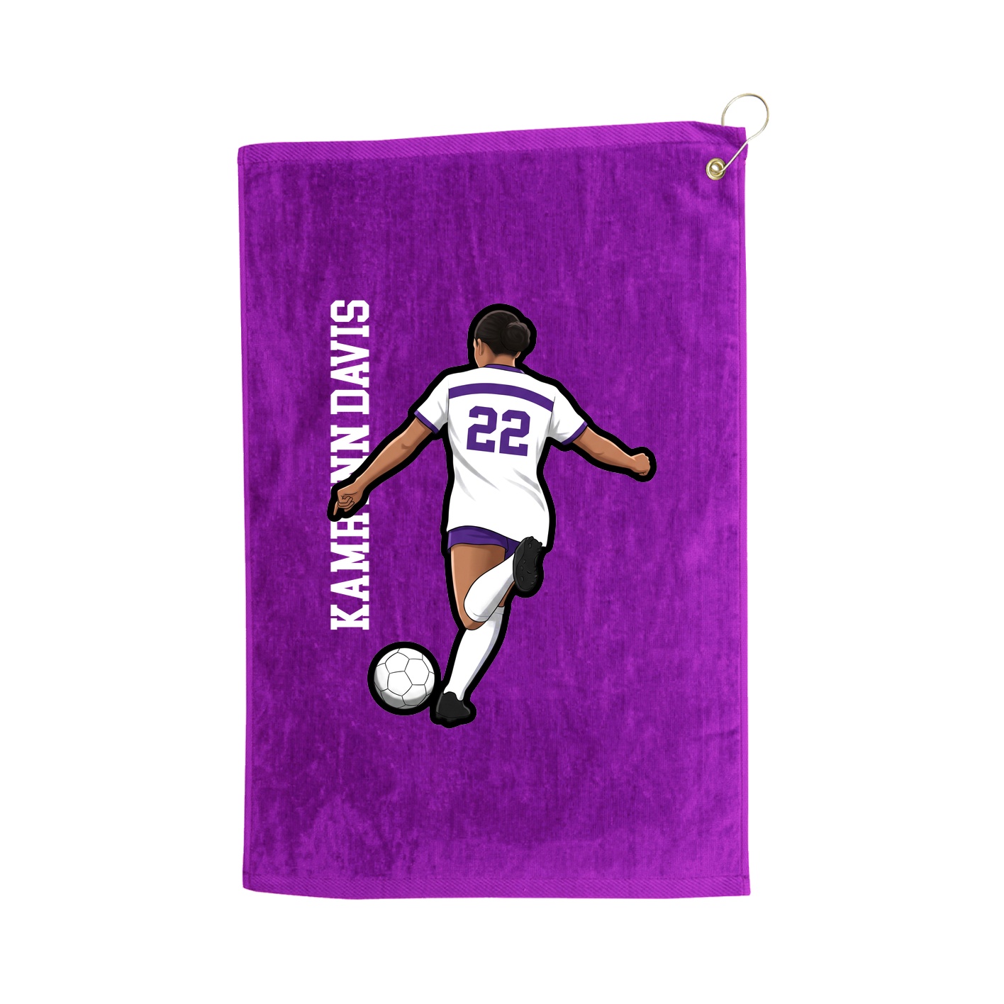 Golf Towel — Name Vertical in Purple