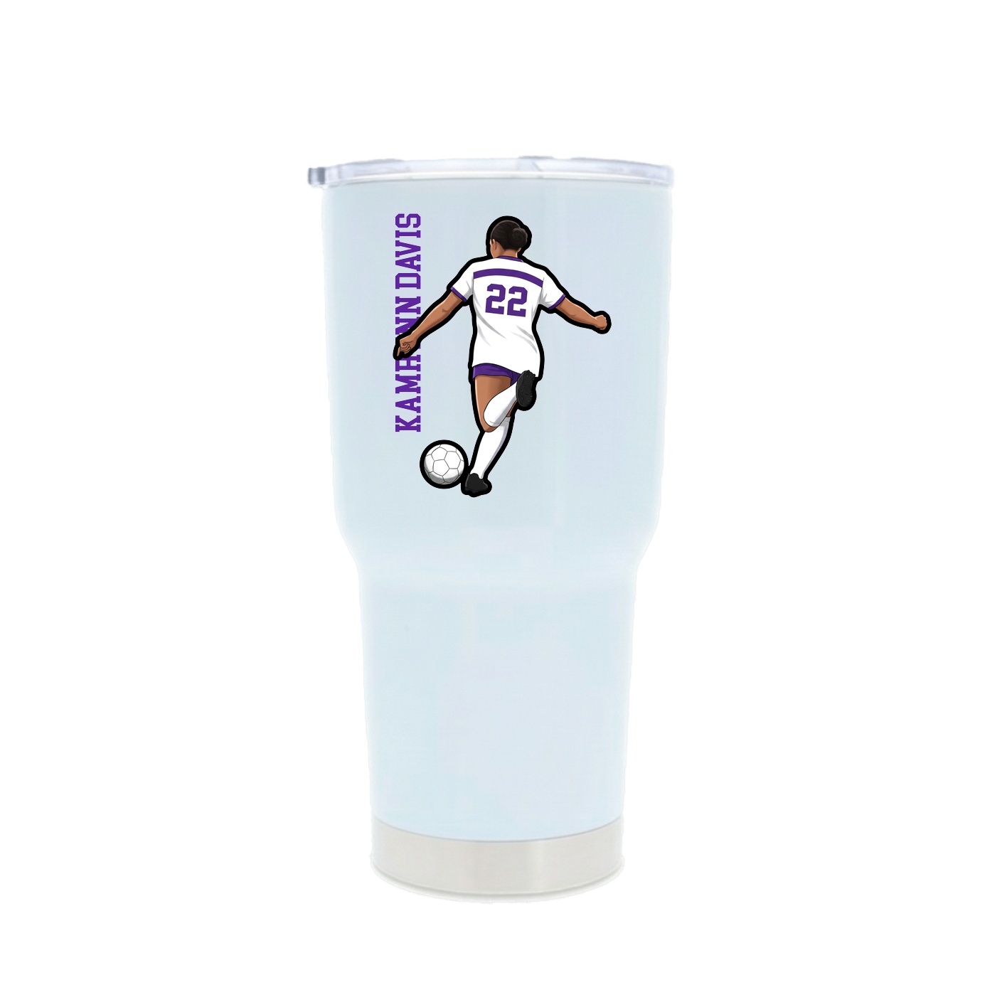 30oz Stainless Steel Tumbler — Name Vertical in White