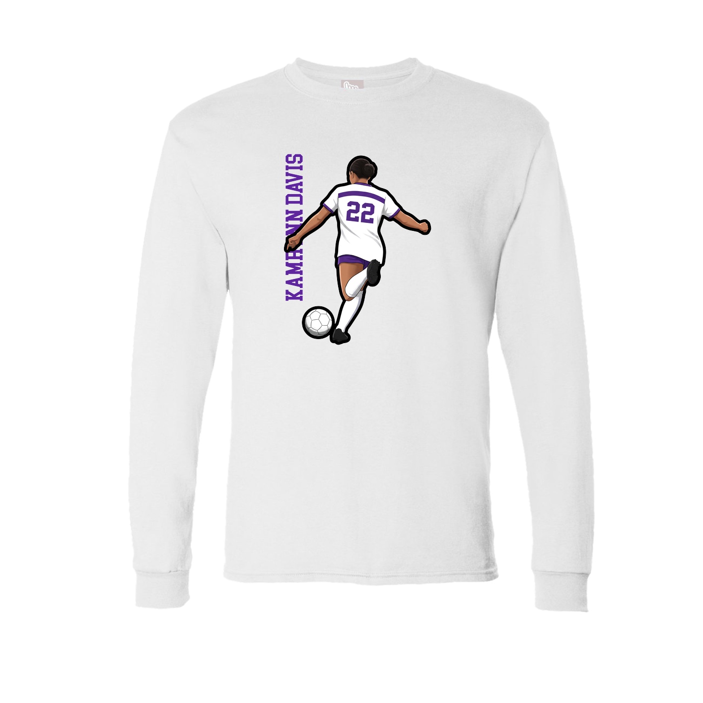 Long Sleeve Tee — Name Vertical in White