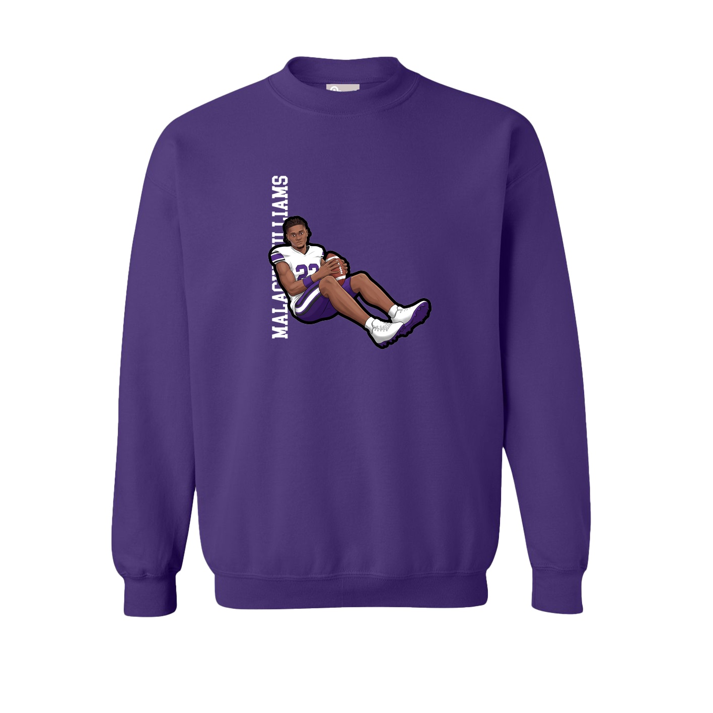 Fleece Crew — Name Vertical in Purple