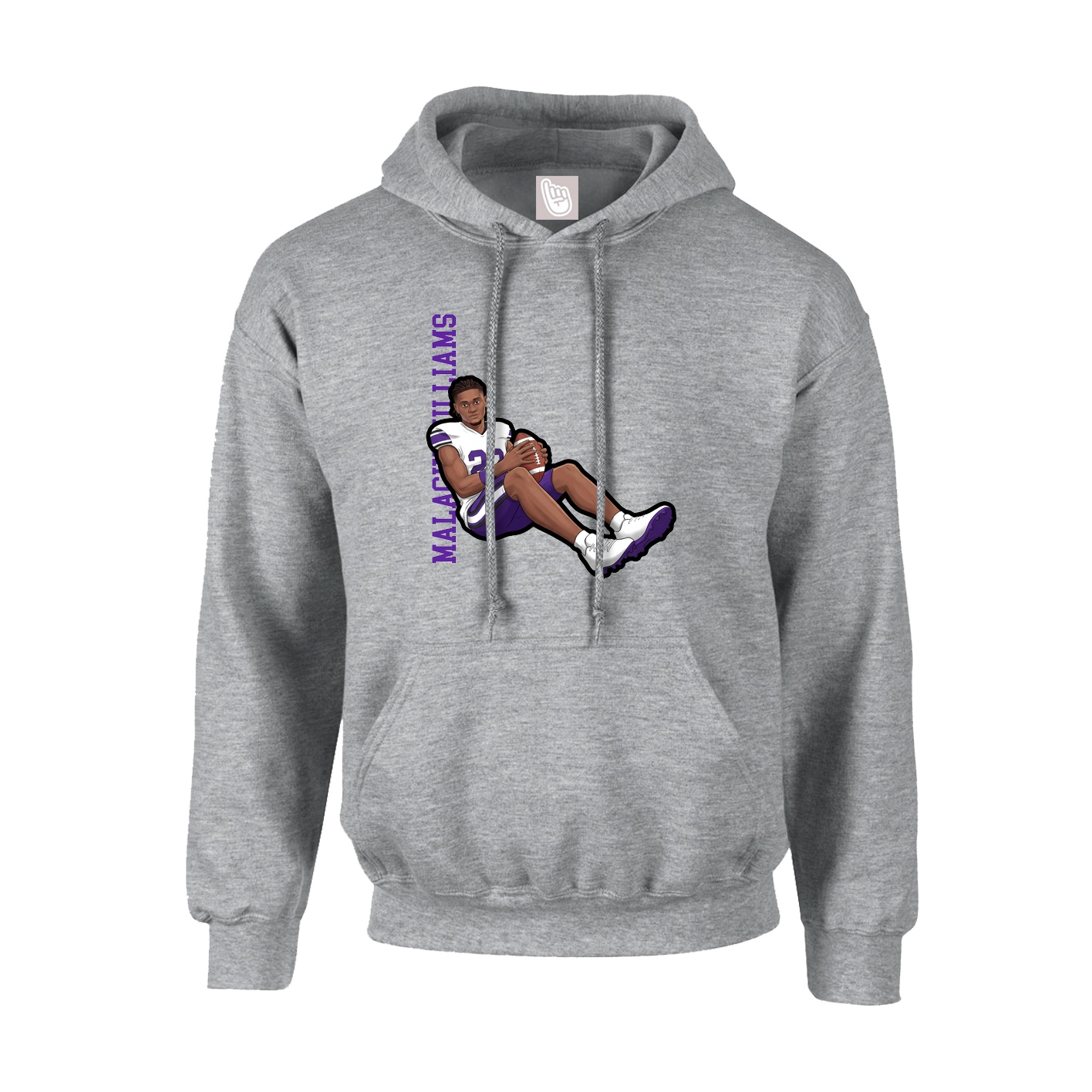 Youth Hoodie — Name Vertical in Grey