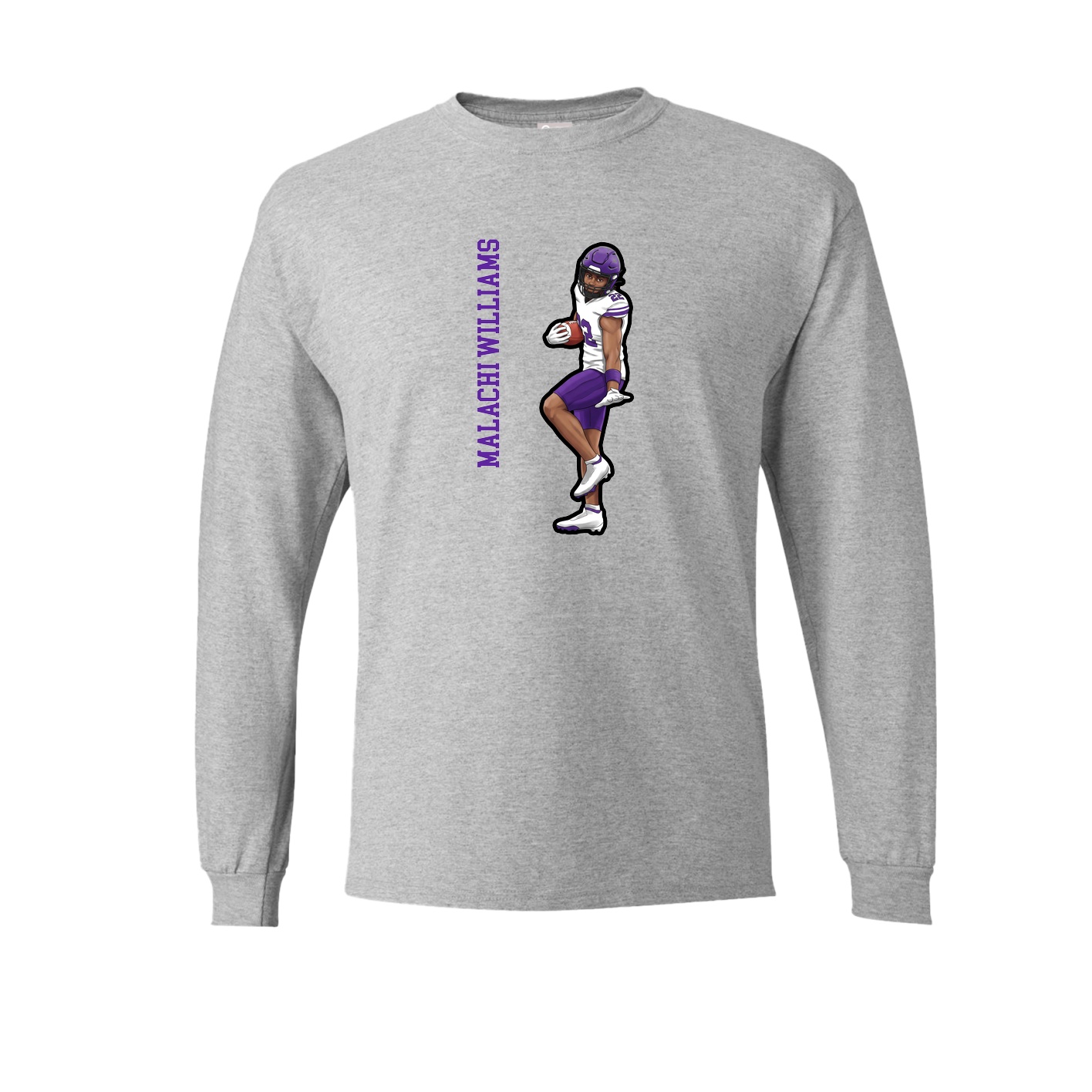 Long Sleeve Tee — Name Vertical in Grey