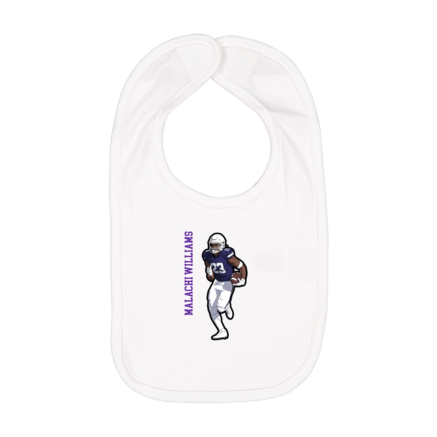 Infant Bib — Name Vertical in White