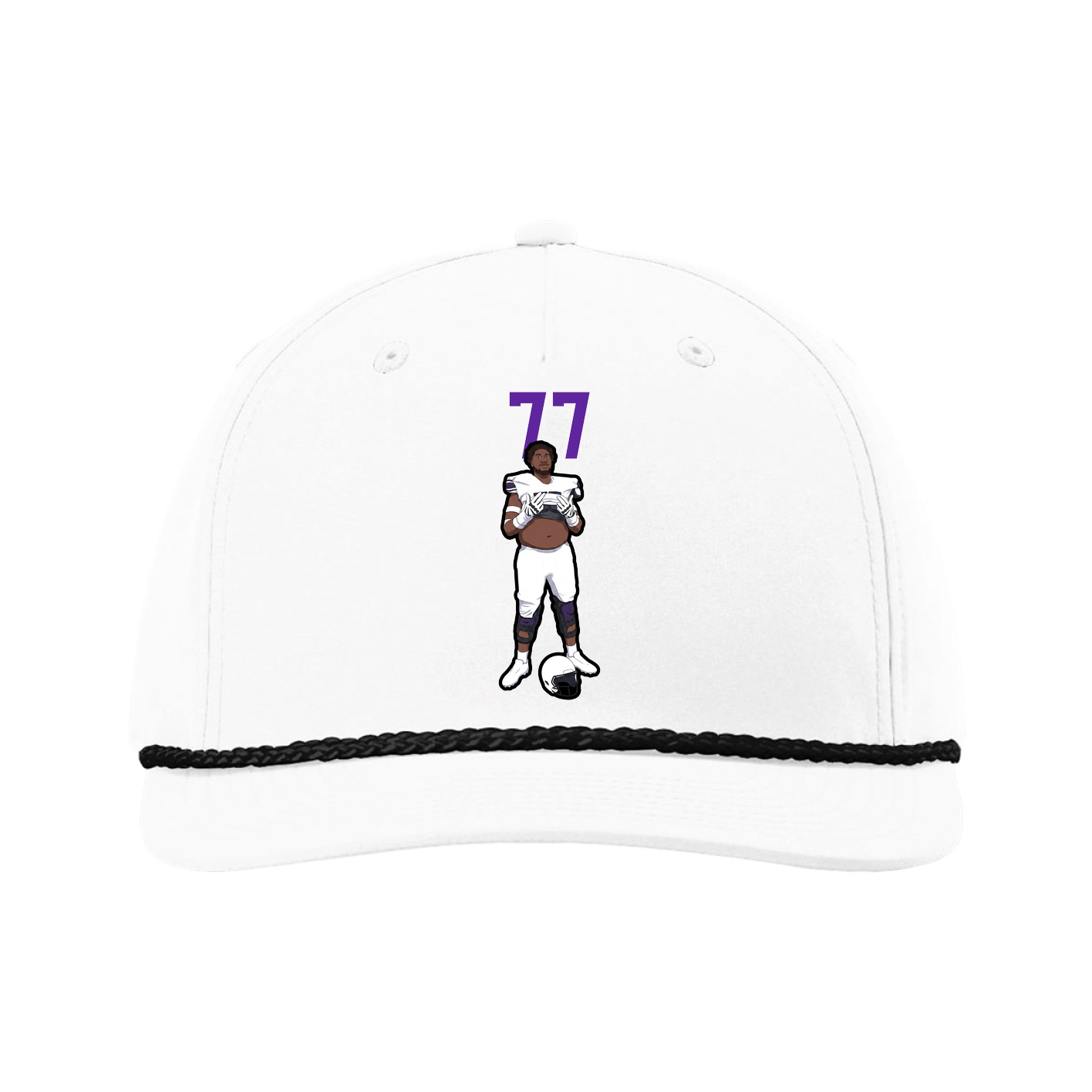 Five-Panel Classic Rope Cap — Number Top in White