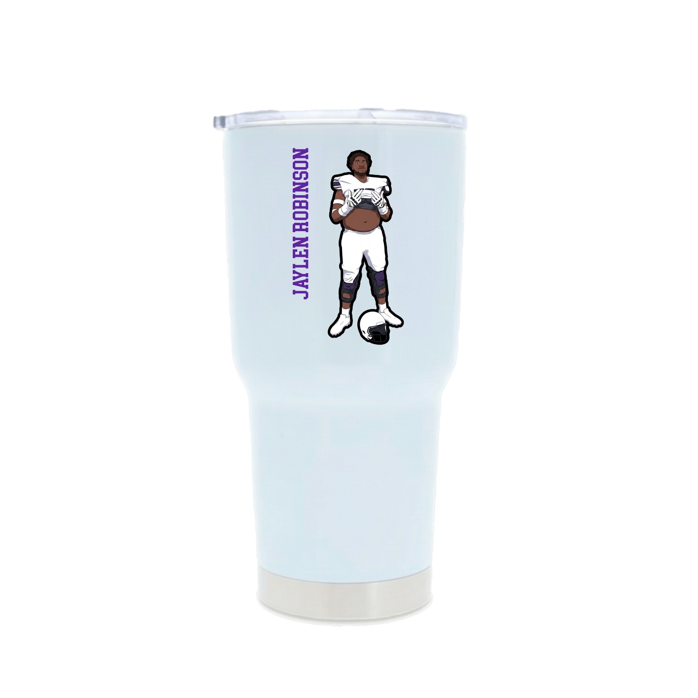 30oz Stainless Steel Tumbler — Name Vertical in White