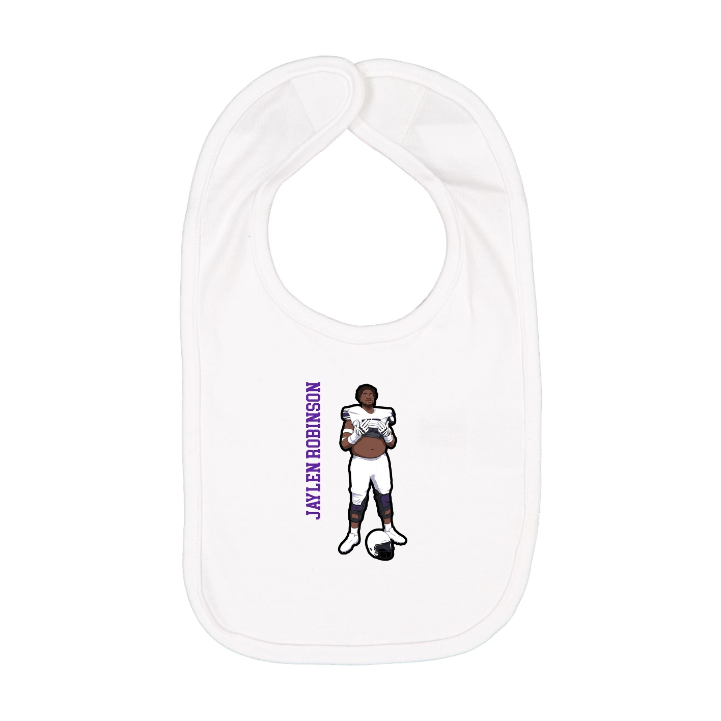 Infant Bib — Name Vertical in White