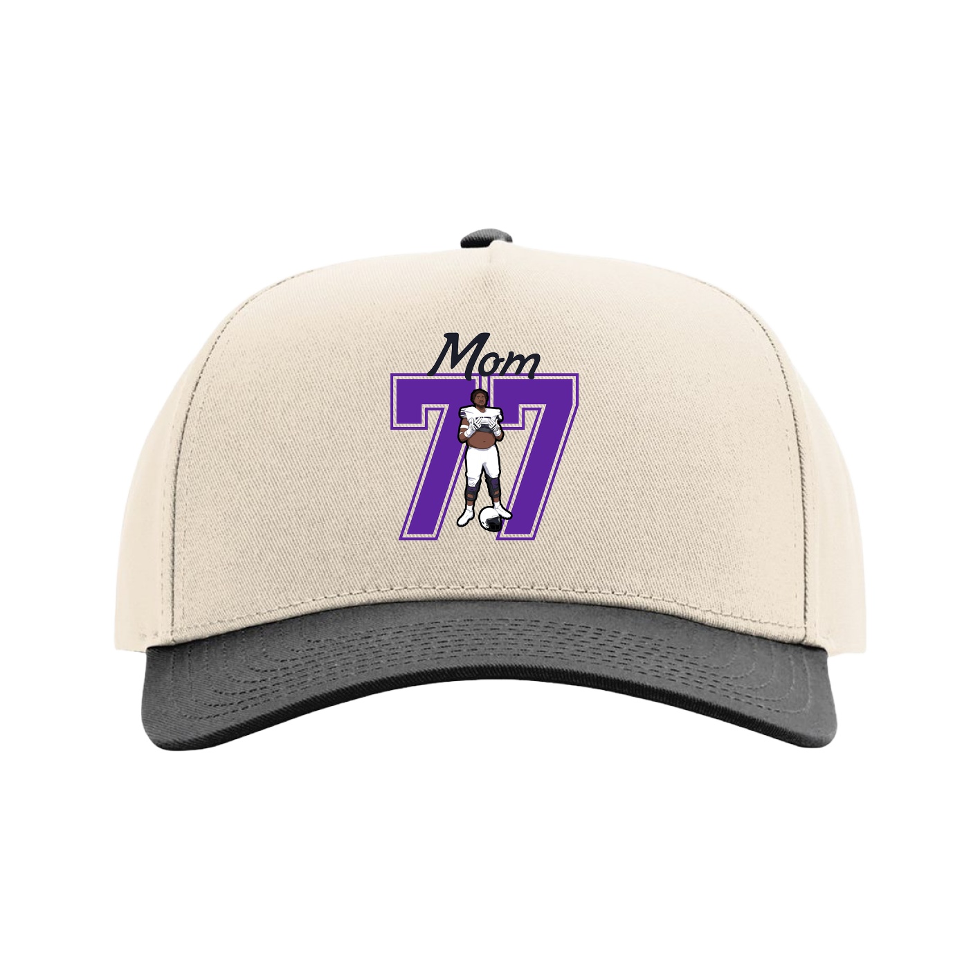 Full Fabric Five-Panel Champ Cap — Mothers Day Shirsey in Cream/Black