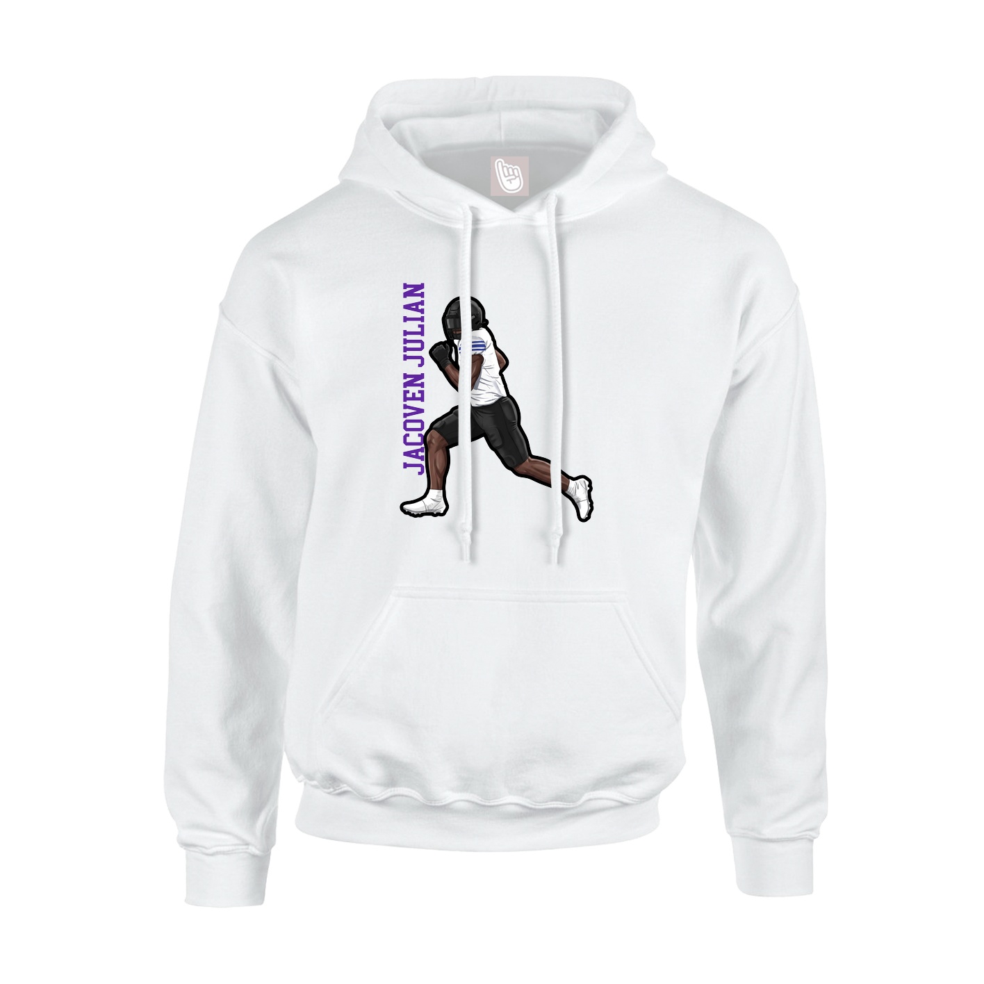Youth Hoodie — Name Vertical in White