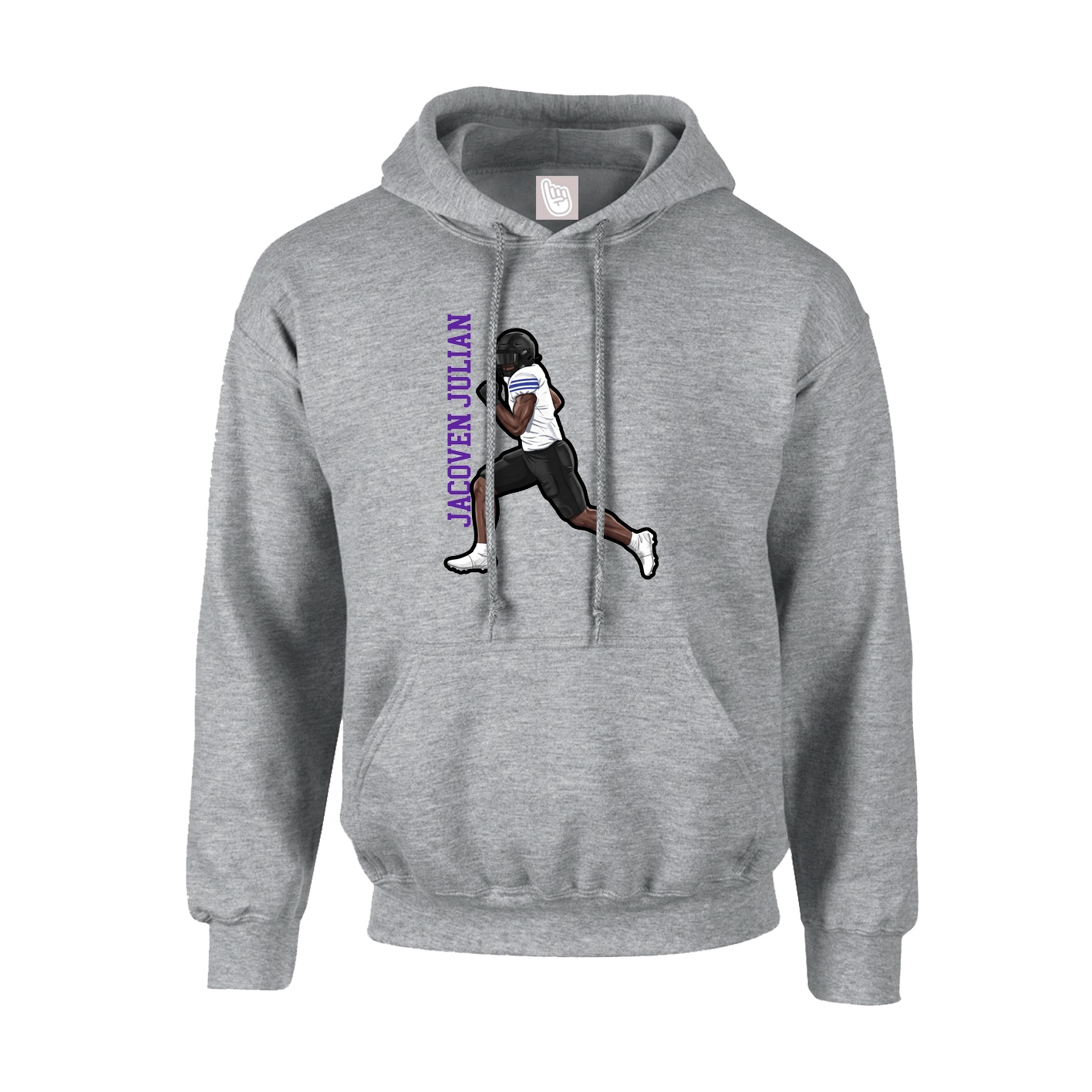Youth Hoodie — Name Vertical in Grey