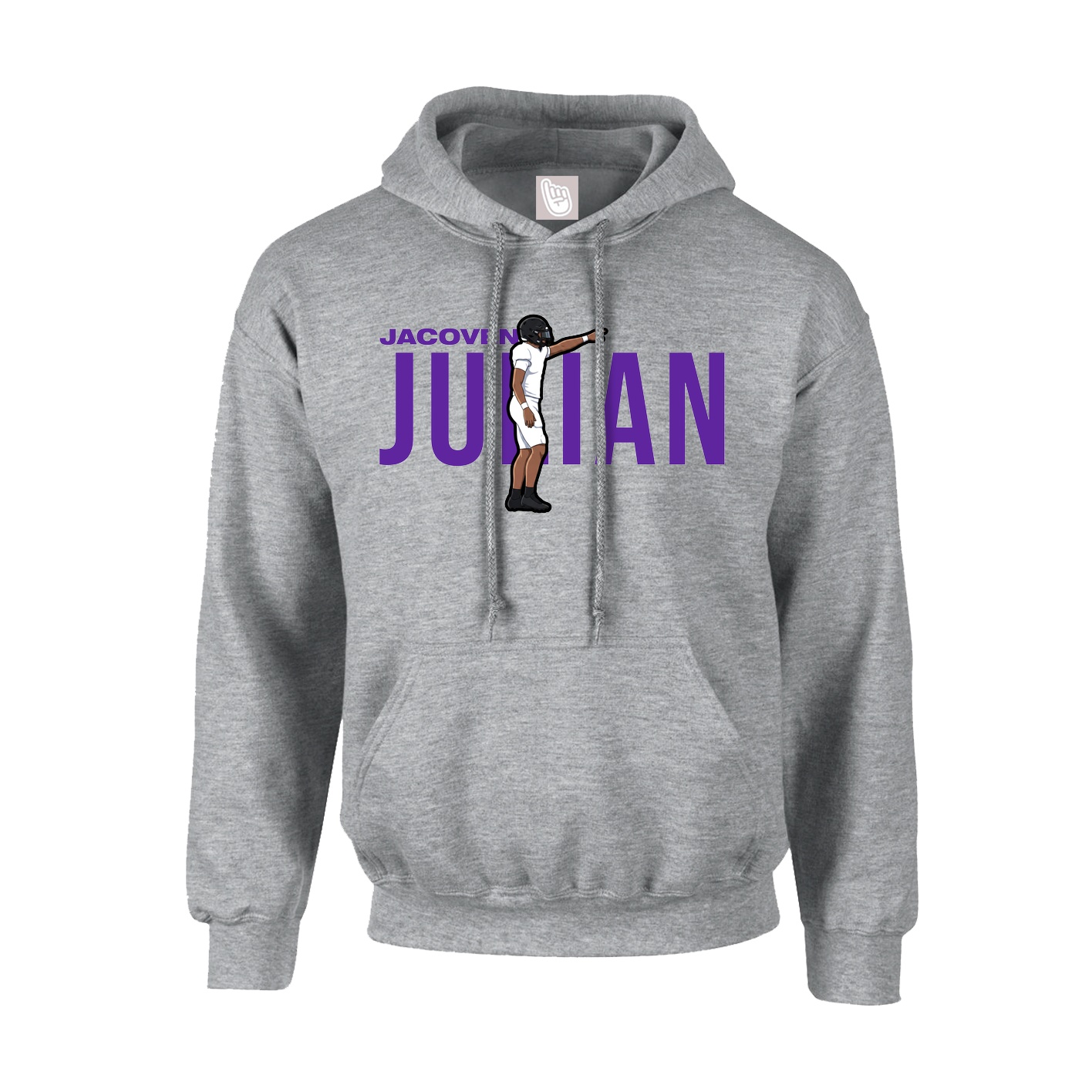 Hoodie — Player Name in Grey