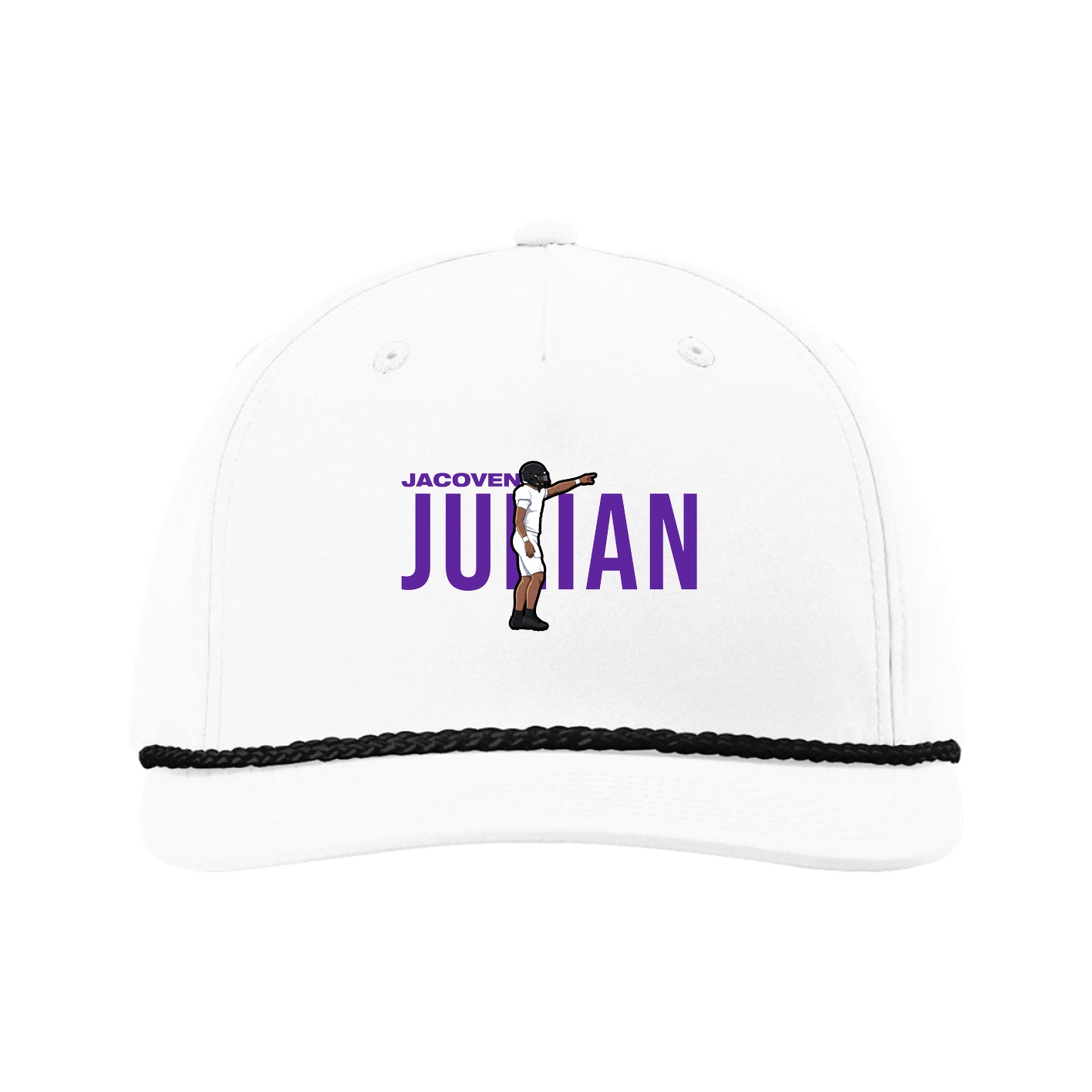 Five-Panel Classic Rope Cap — Player Name in White