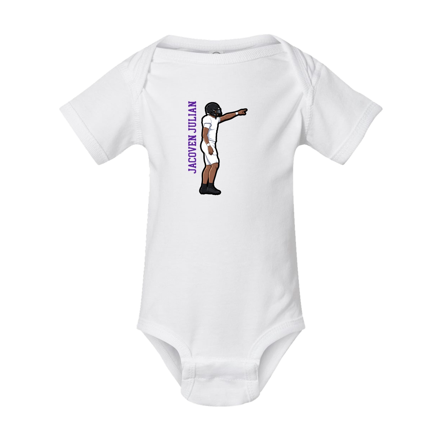 Baby Onesie — Name Vertical in White