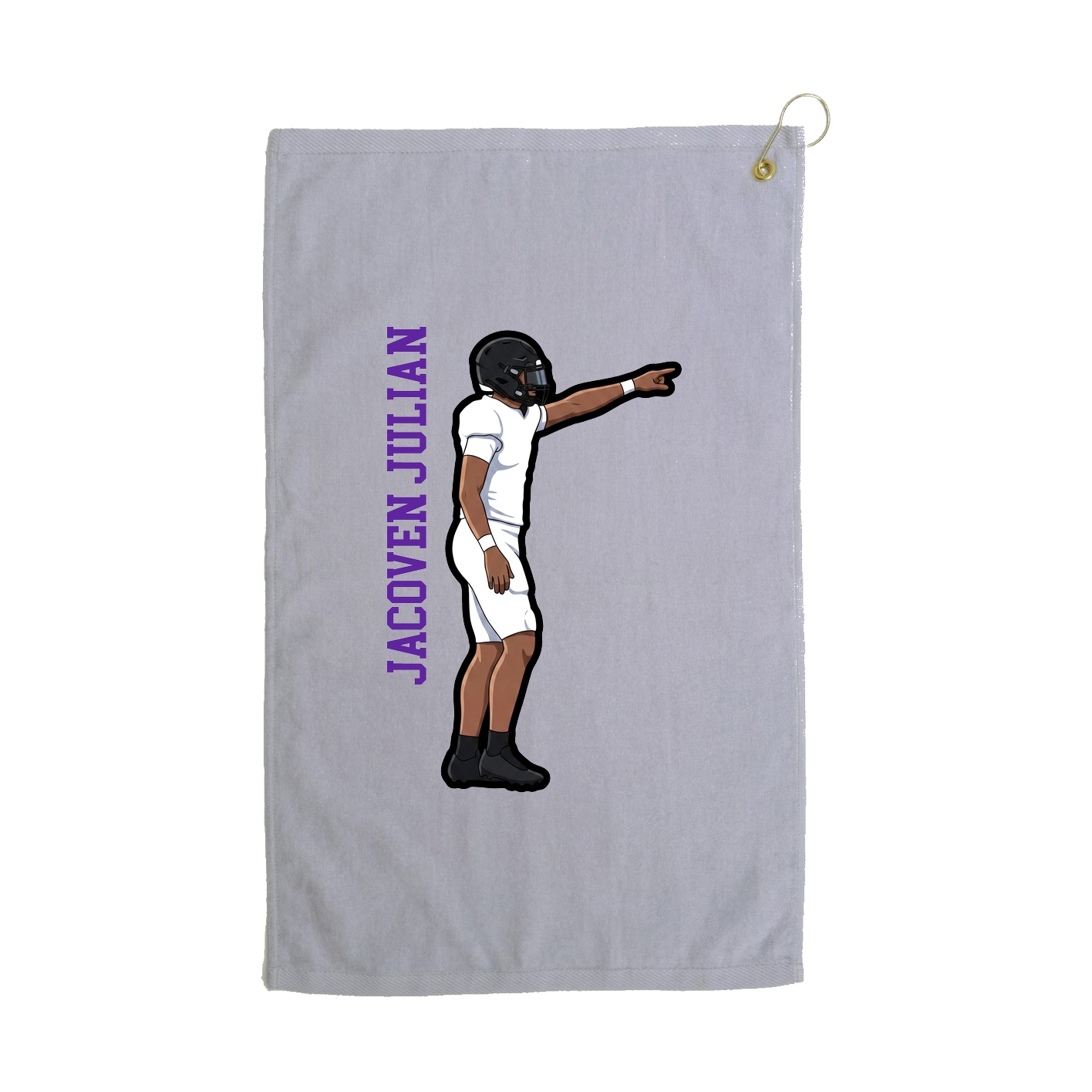 Golf Towel — Name Vertical in Grey