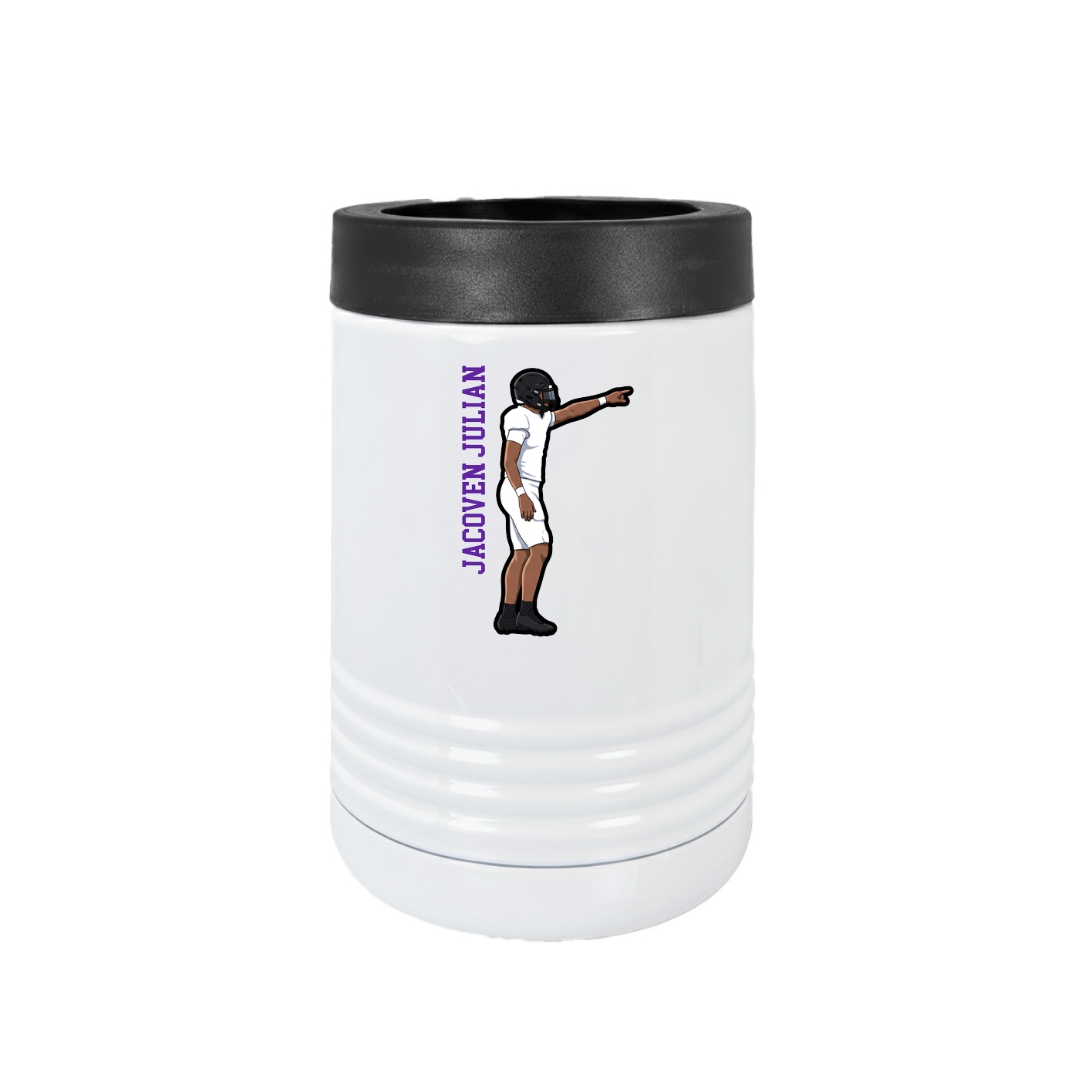 Beverage Holder — Name Vertical in White