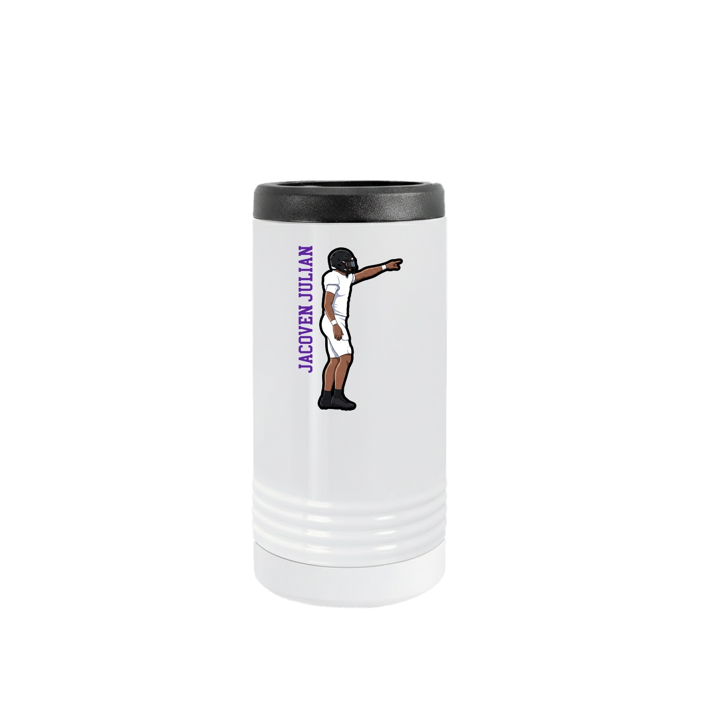 Slim Beverage Holder — Name Vertical in White