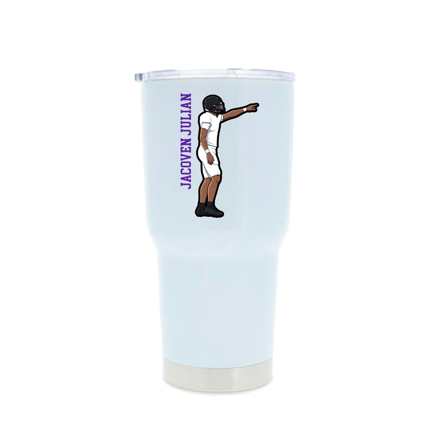 30oz Stainless Steel Tumbler — Name Vertical in White