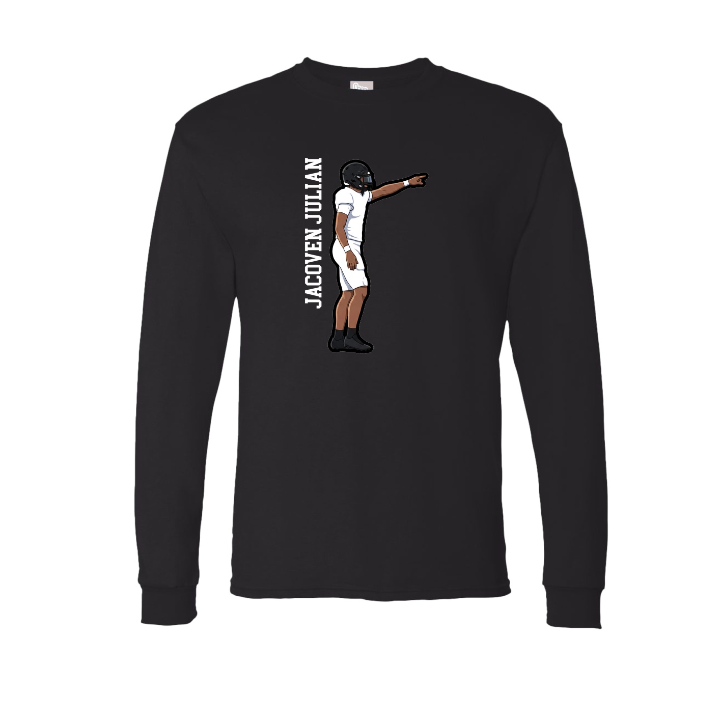 Long Sleeve Tee — Name Vertical in Black