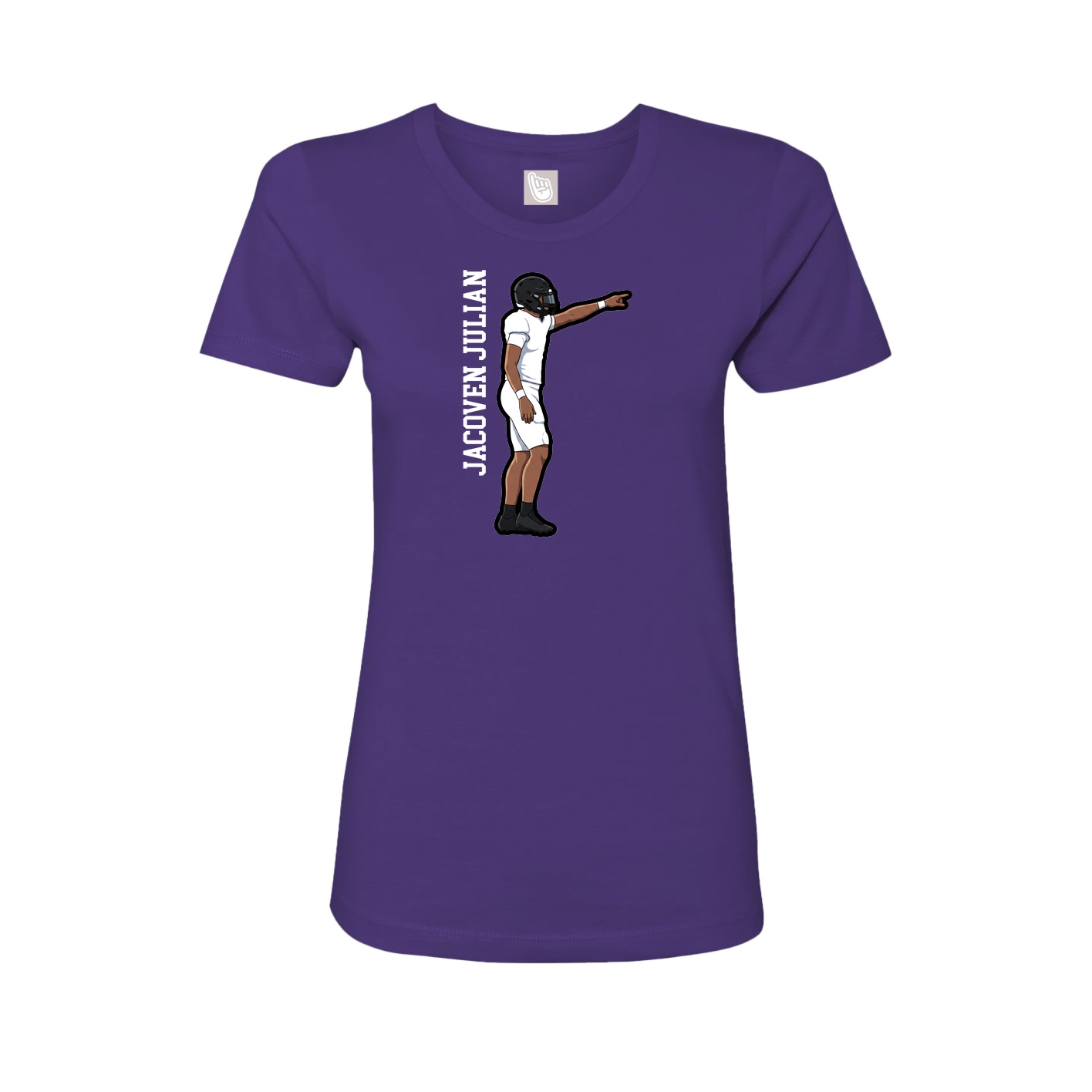 Womens Tee — Name Vertical in Purple