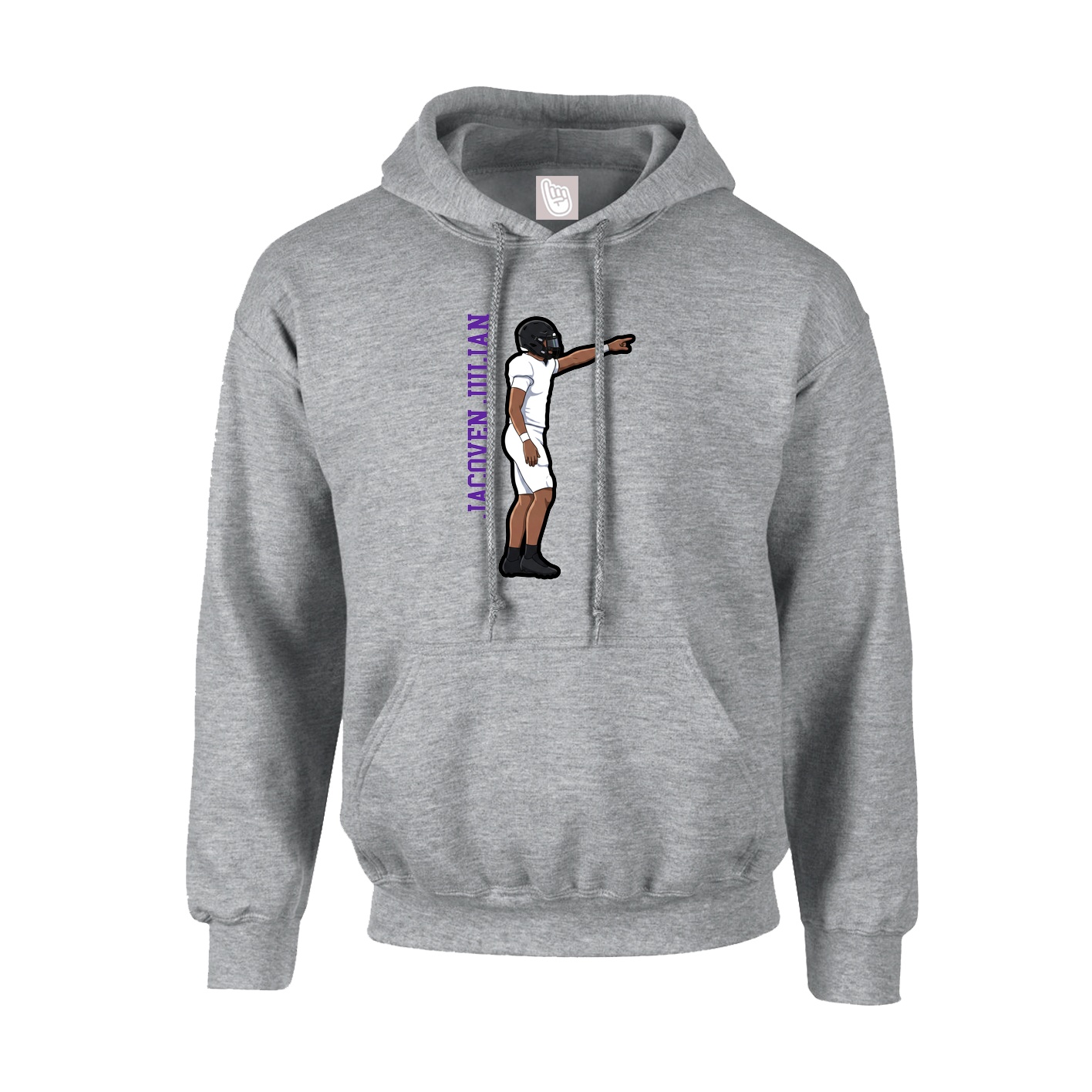 Hoodie — Name Vertical in Grey
