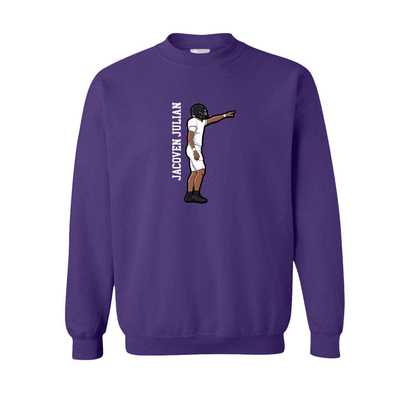 Fleece Crew — Name Vertical in Purple