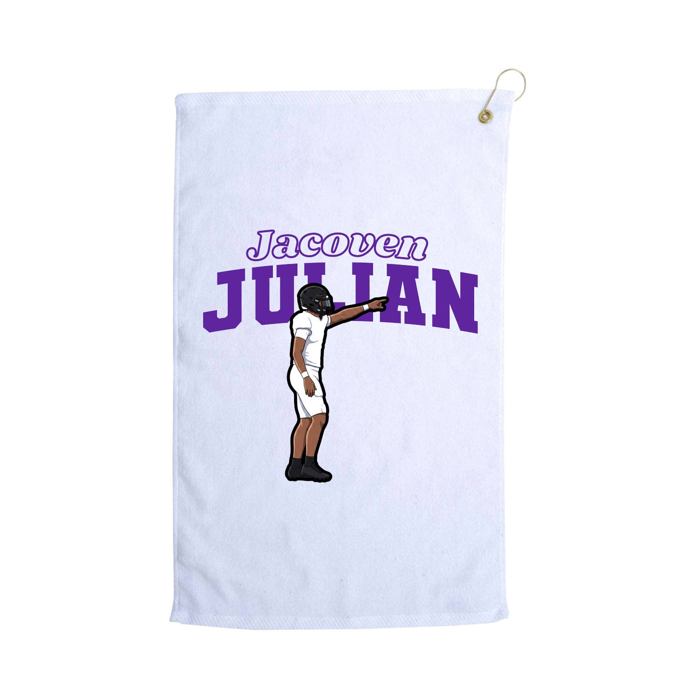 Golf Towel — Name Arch in White